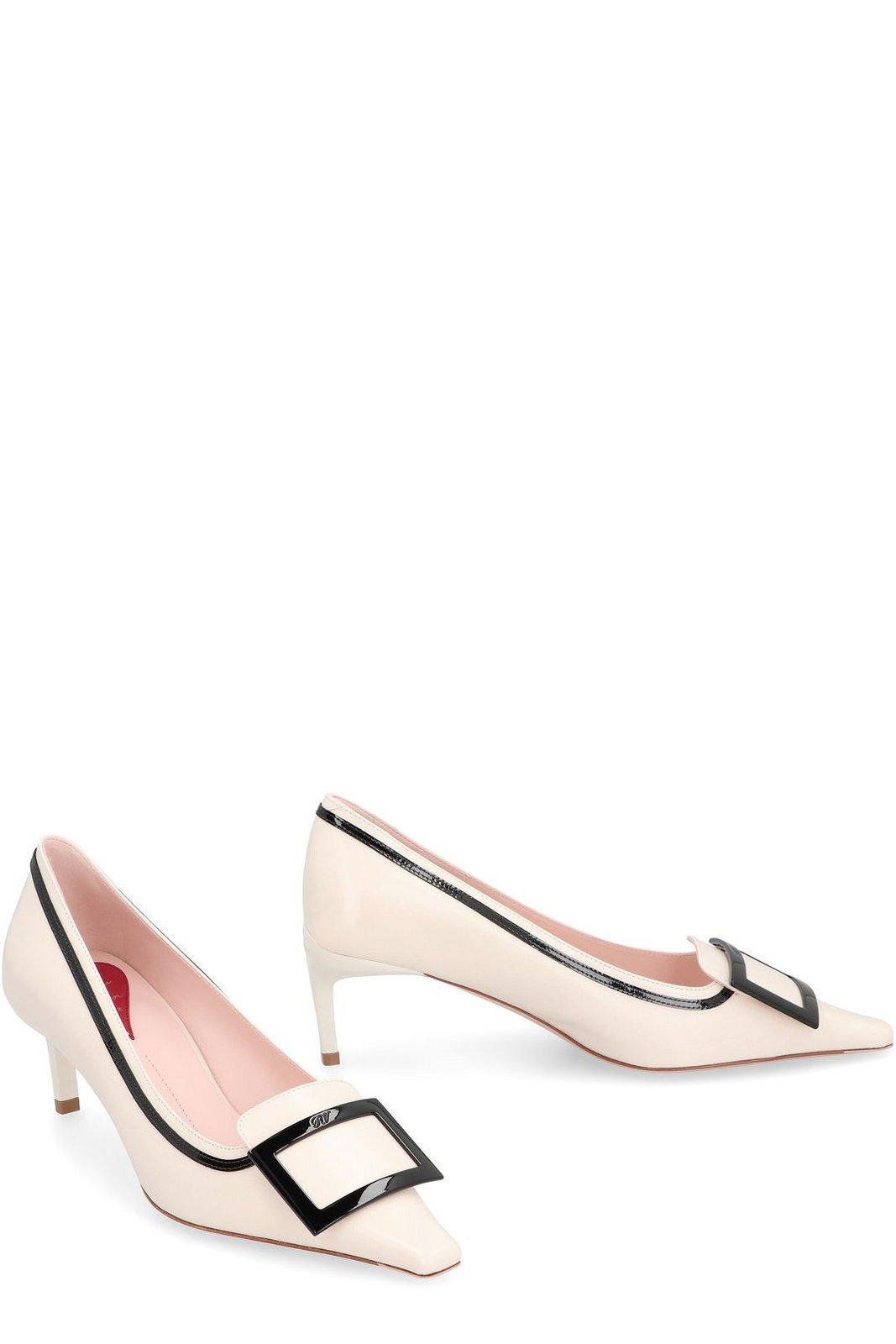 ROGER VIVIER VIV CANARD LEATHER PUMPS 