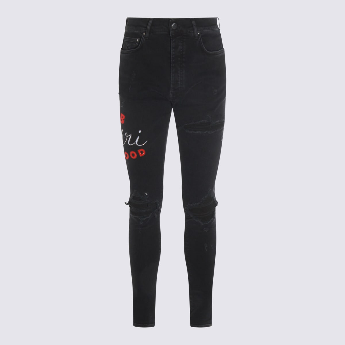 Amiri Casual Trousers With Five Pockets And Embroidery In Black