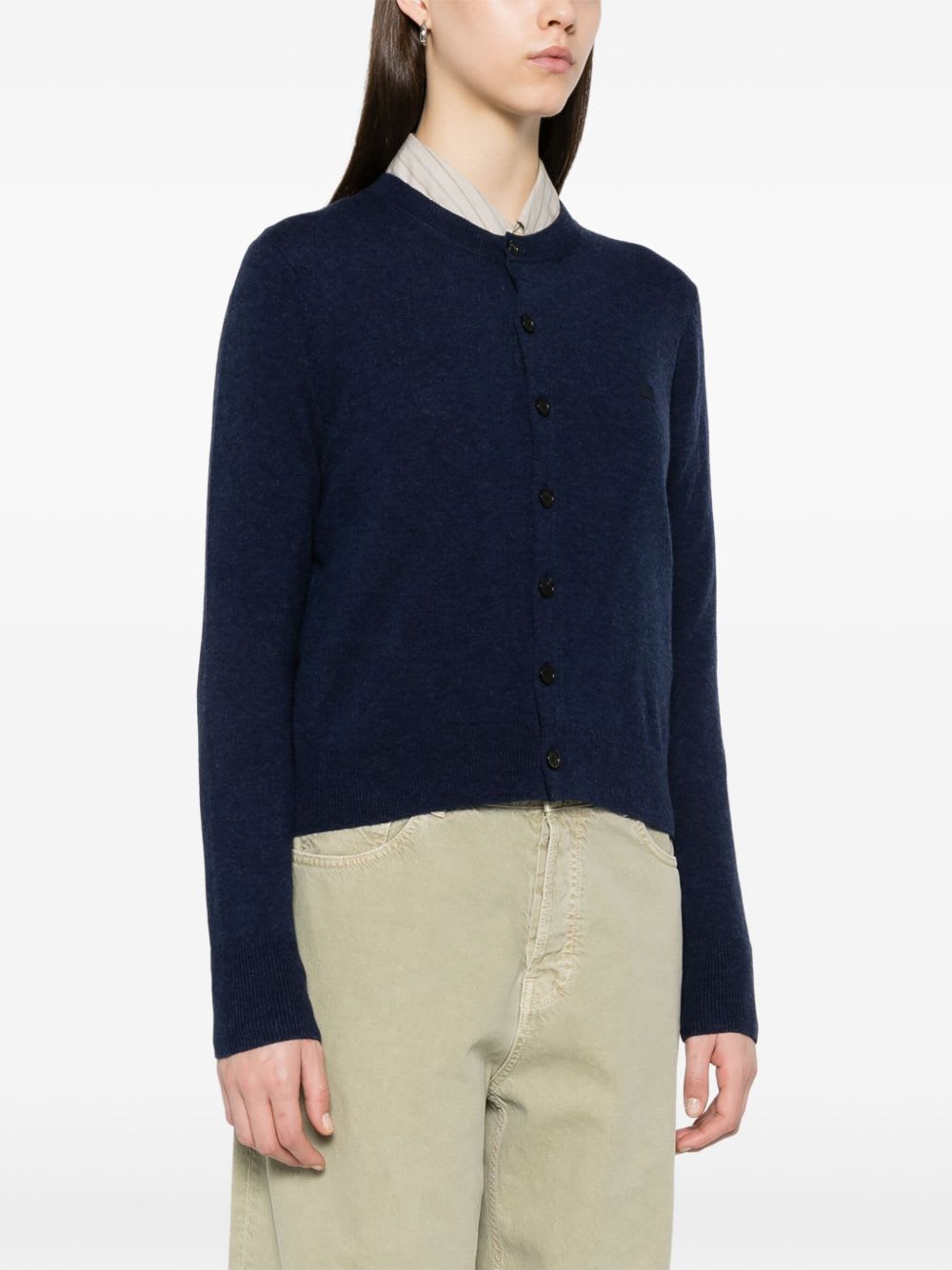 Acne Studios Crewneck Cardigan Knitwear Black In Blue