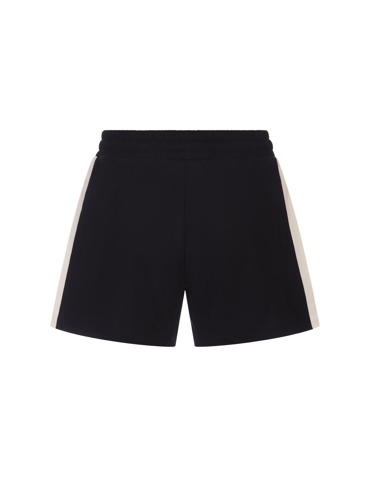 Shop Moncler Navy Blue And White Jersey Shorts