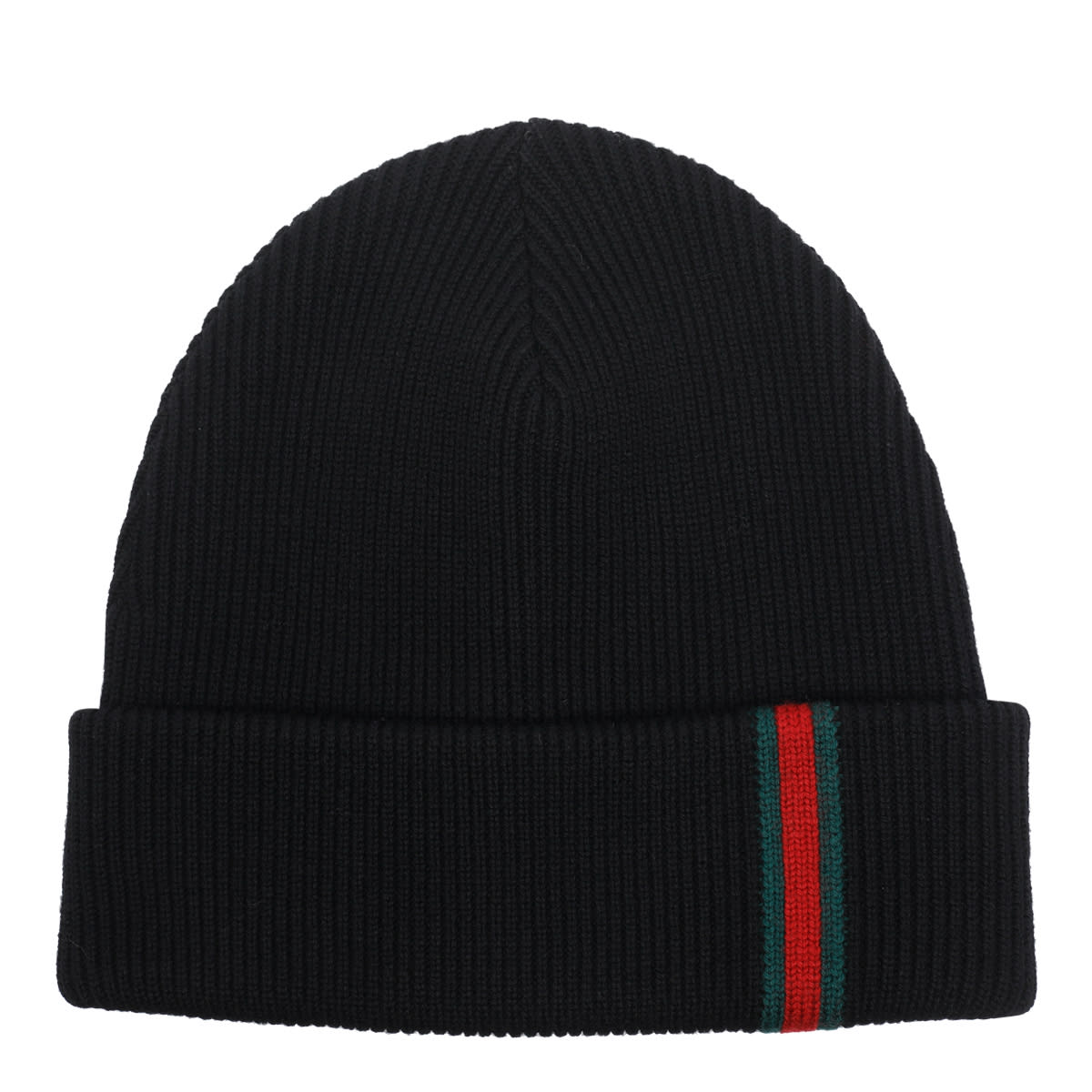 Gucci Men Wool Beanie With Web Detail In Black