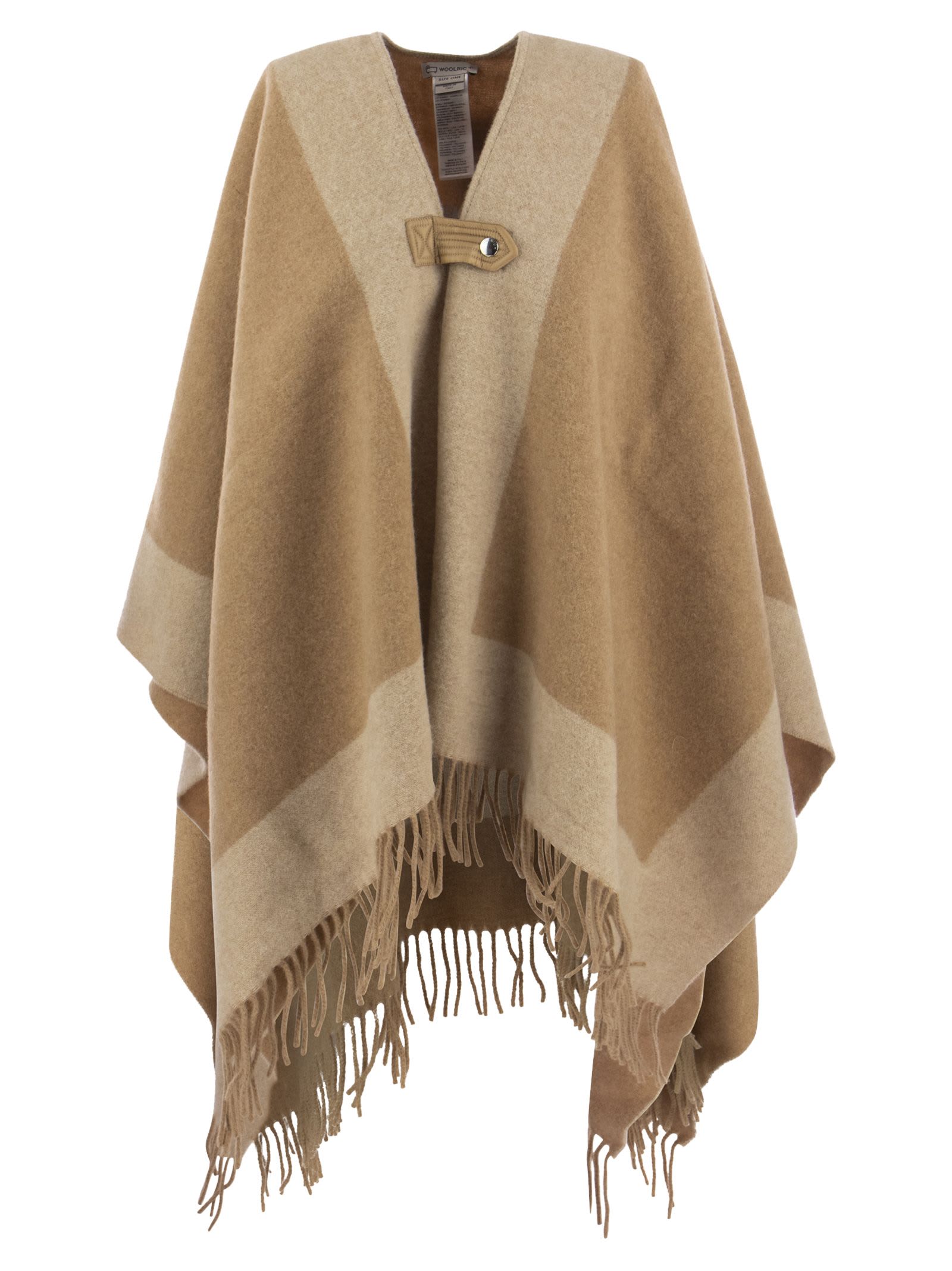 WOOLRICH WOOL-BLEND CAPE WITH CONTRASTING DETAILS