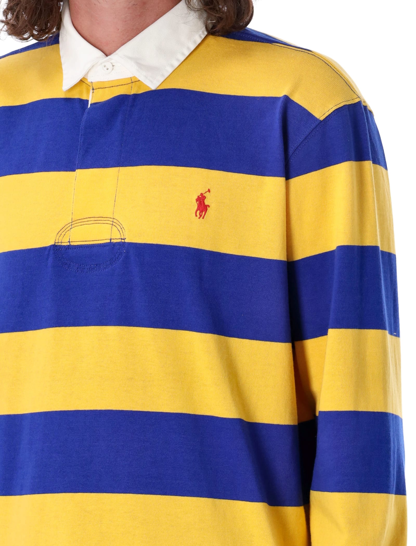 Shop Polo Ralph Lauren Rugby Stripes Polo Shirt In Yellow Royal