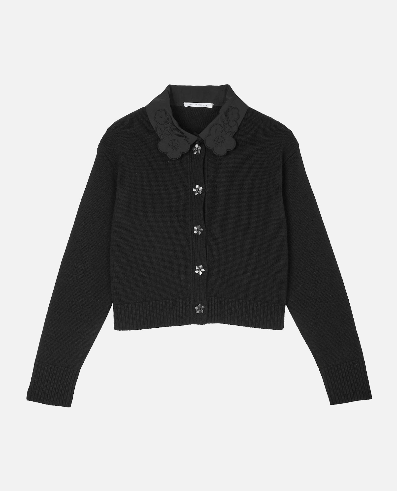 Cecilie Bahnsen Bibi Cardigan Recycled Cashmere In Black