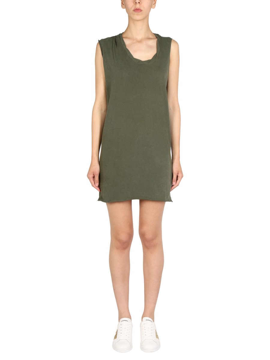 Shop Dsquared2 Mini Round Neckline Dress In Green