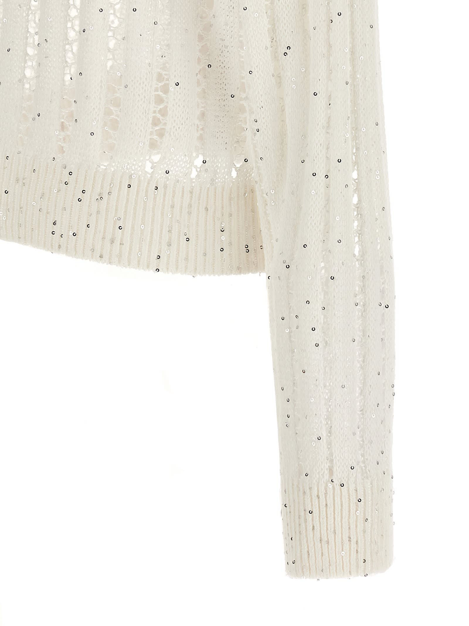 Brunello Cucinelli Dazzling Ribbed Net Sweaters And Cardigans White In White