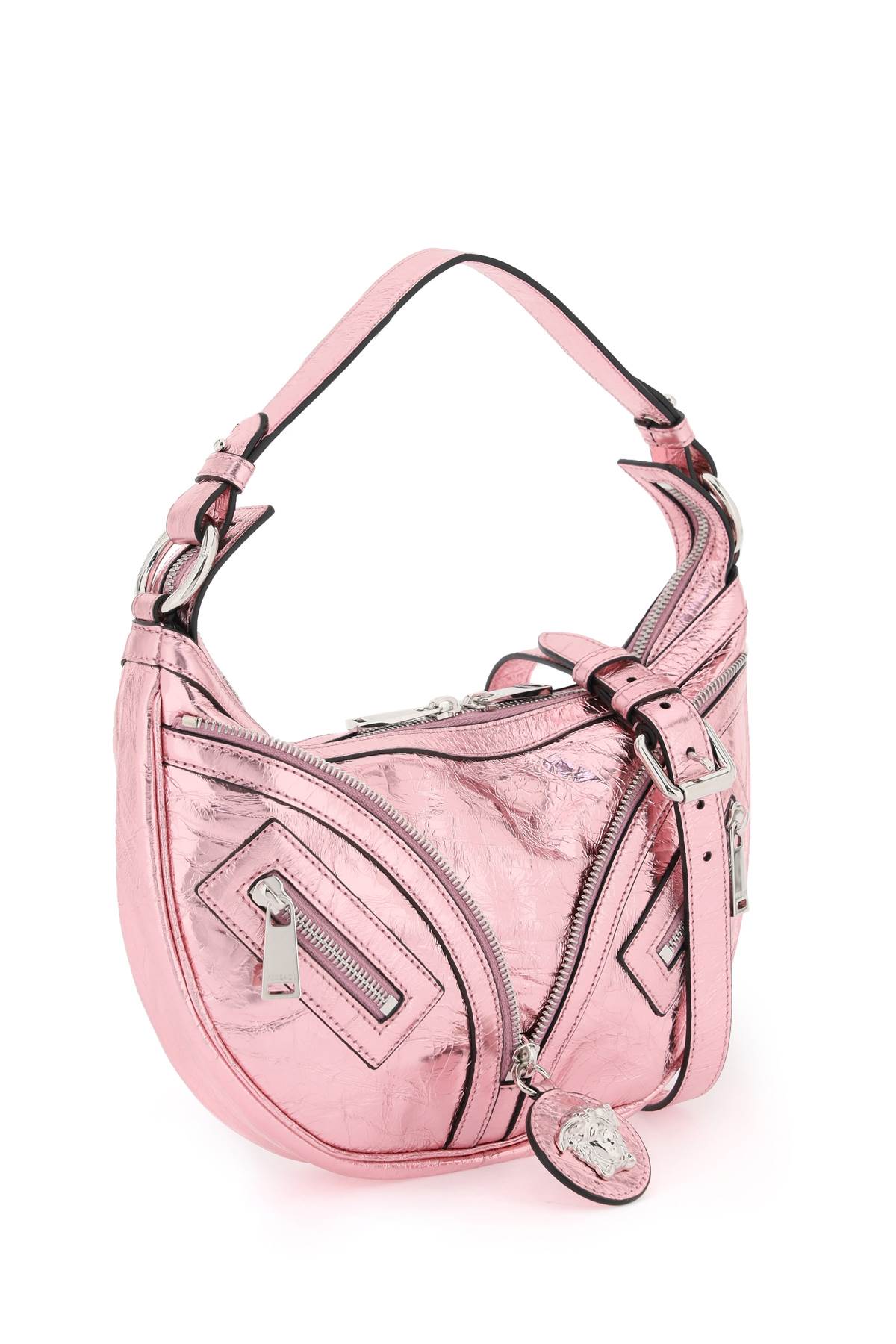 Versace Repeat Studded Leather Hobo Bag In P Baby Pink New Palladium