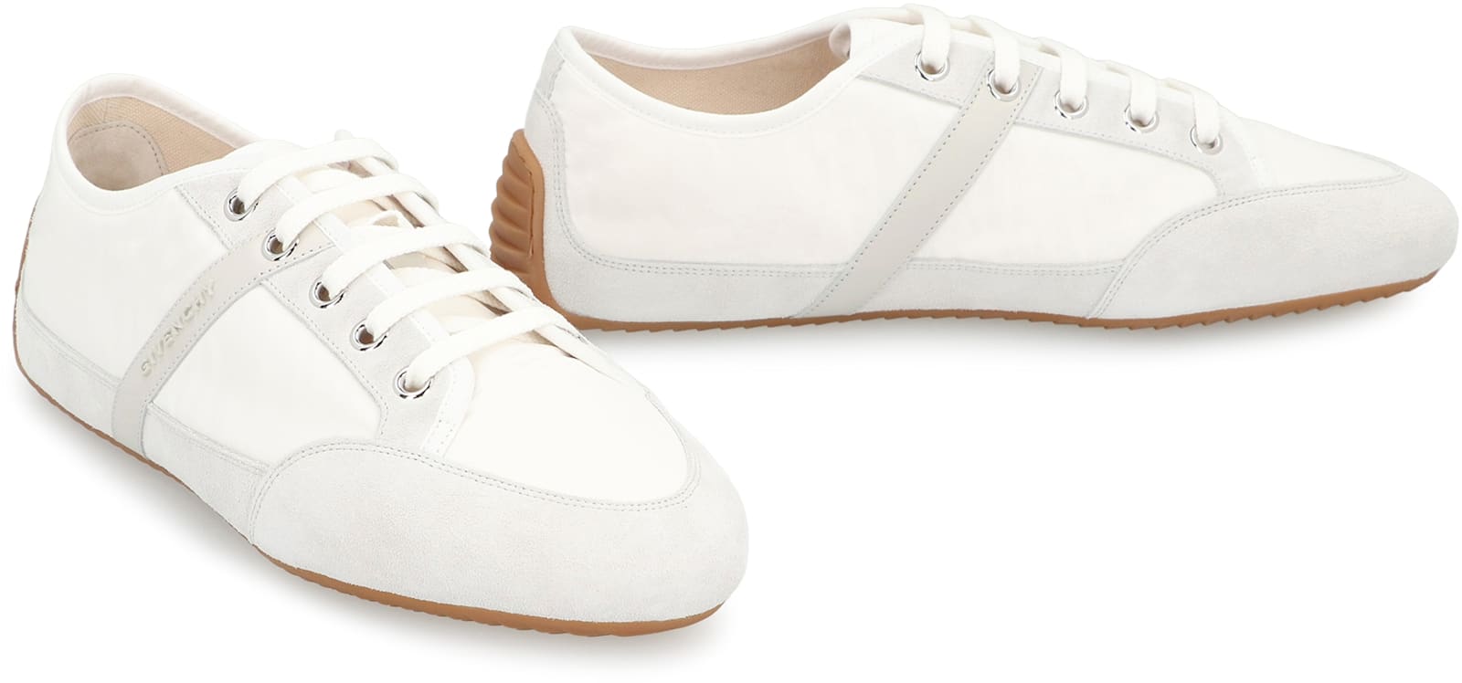 Givenchy White Silm Sneakers In Nylon And Suede In Animal Print