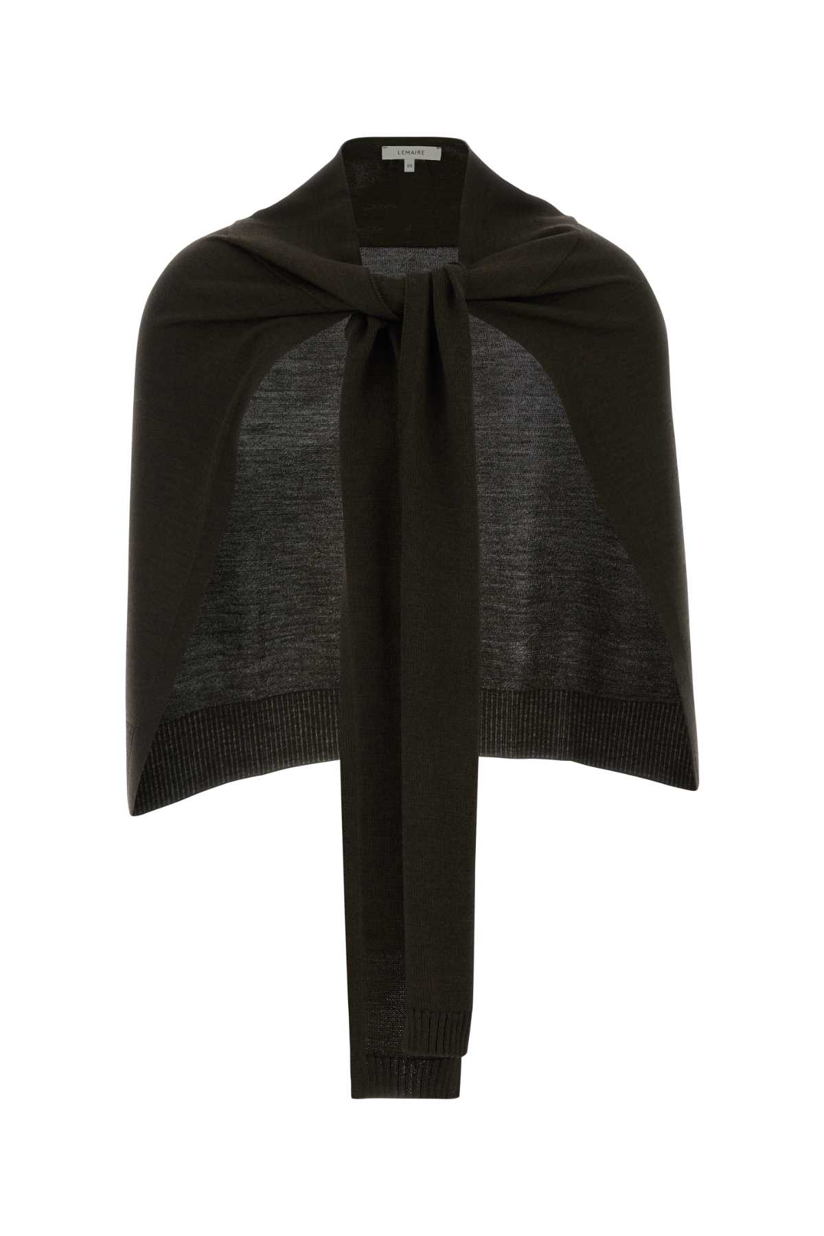 Lemaire Dark Brown Wool And Acrylic Cape In Black