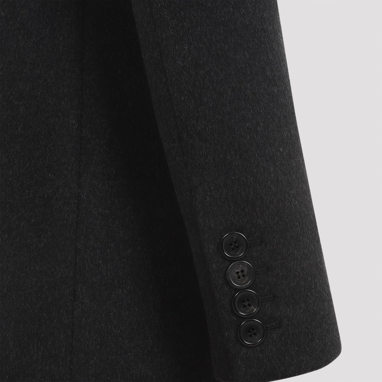 Saint Laurent Double-breasted Brushed Wool And Cashmere-blend Coat In Anthracite