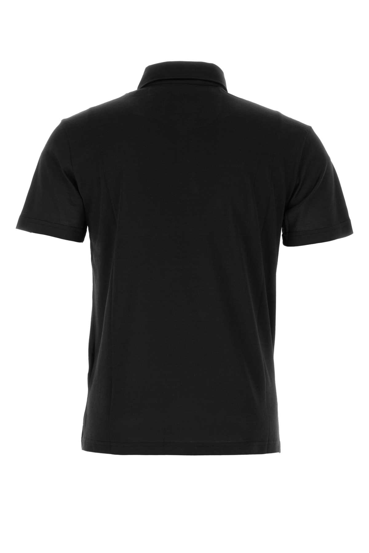 Pt01 Black Cotton Polo Shirt In Bluscuro