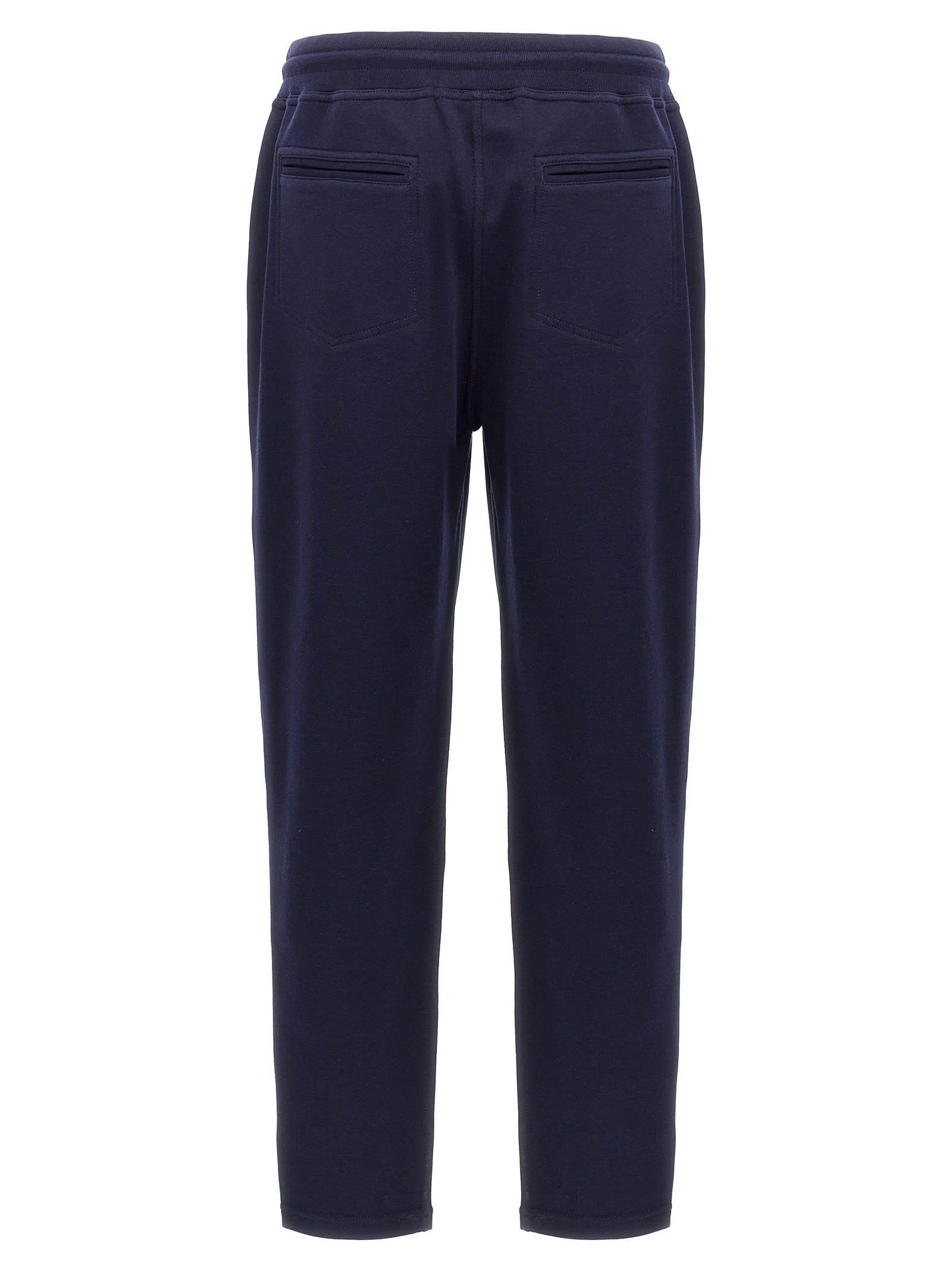 Shop Brunello Cucinelli Cotton Blend Joggers In Blue