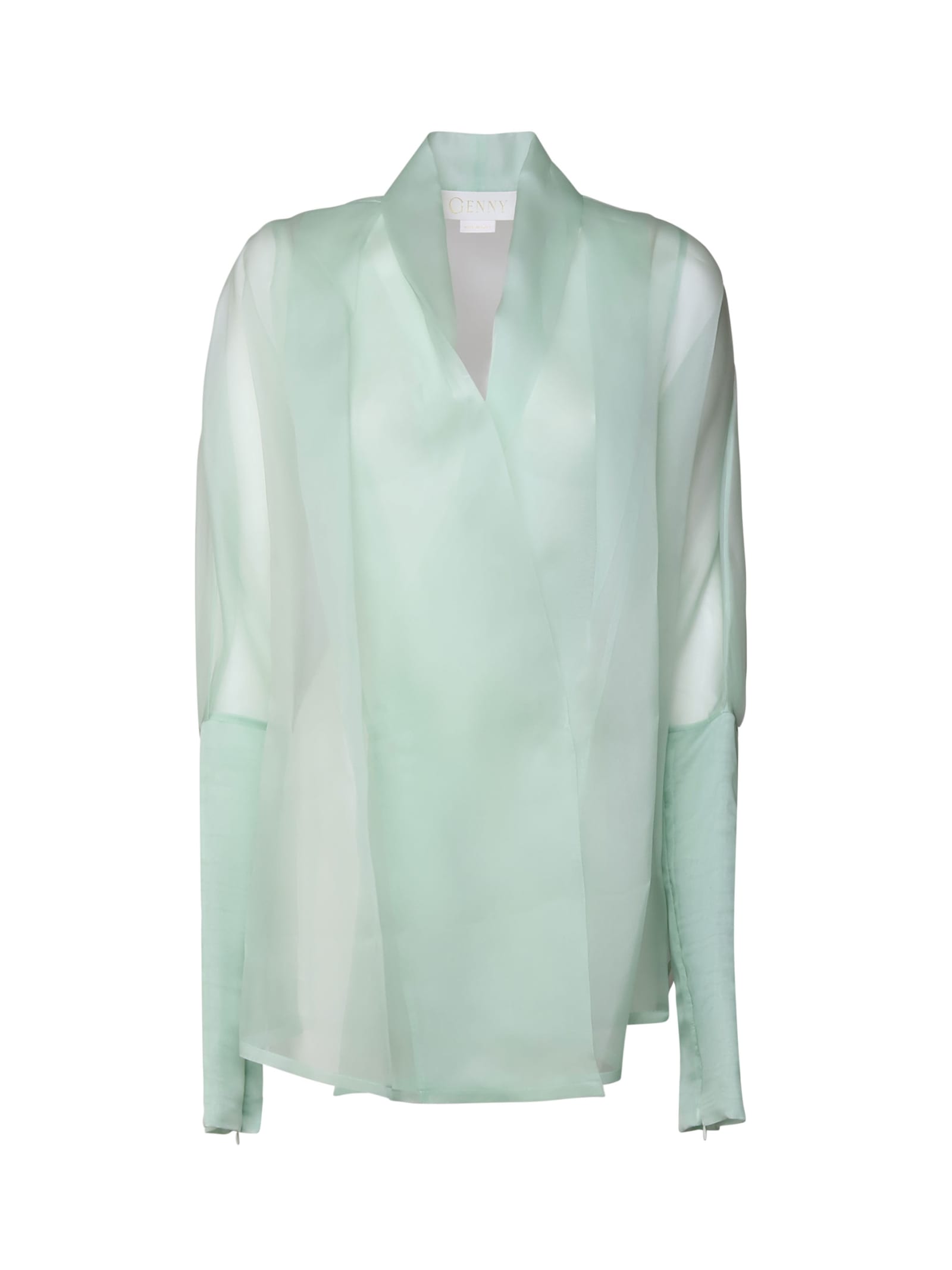 Shop Genny Blouse With Transparent Details In Jade