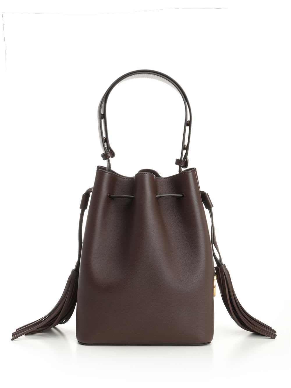 Valentino Garavani Chocolate Leather Vlogo Signature Bucket Bag In Brown