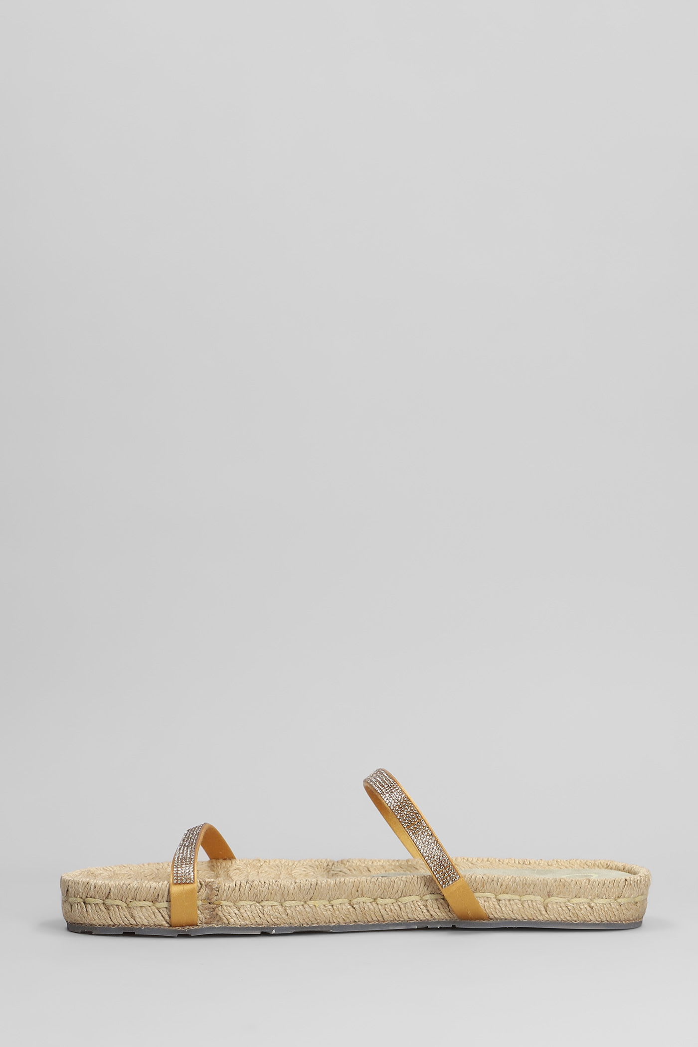 Pedro Garcia Janna Flats In Gold Satin In Brown