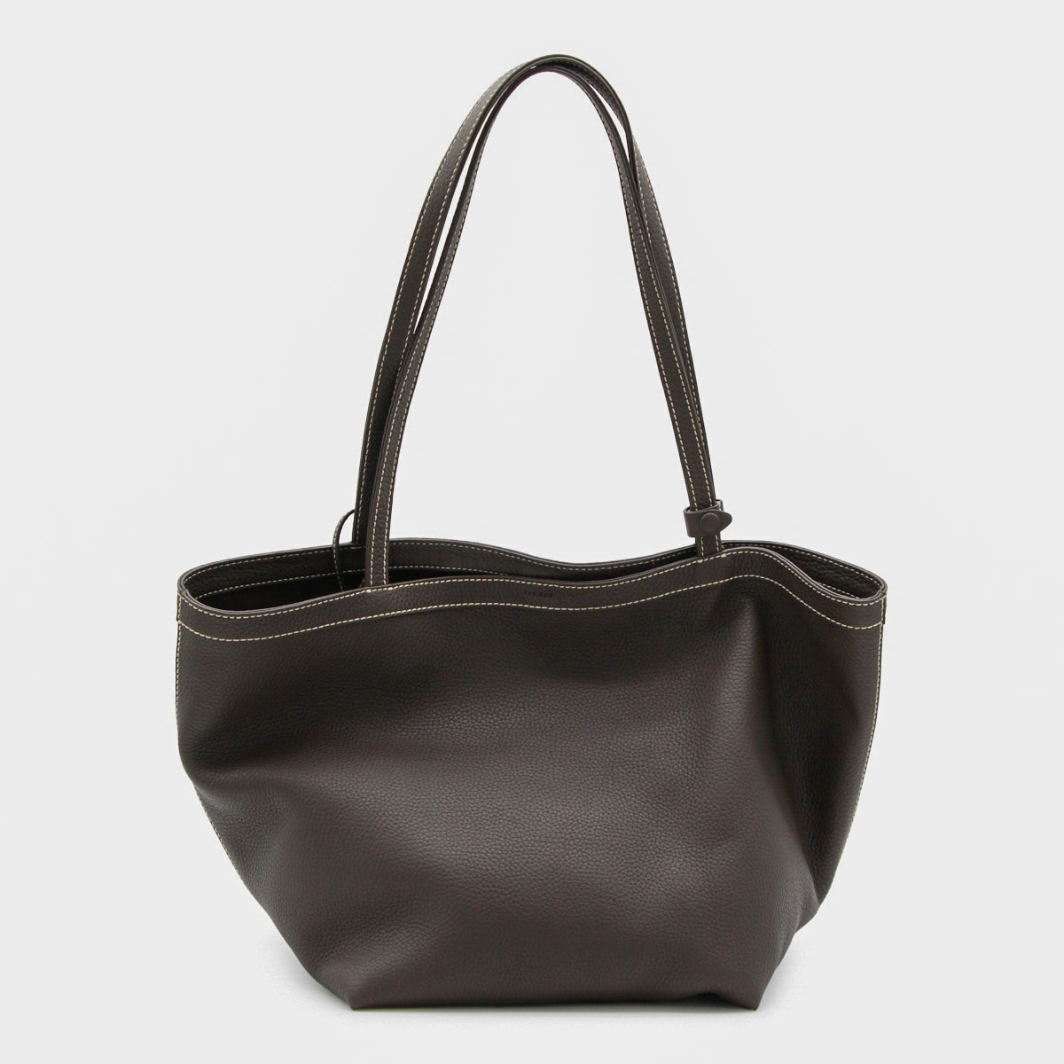 The Row Dark Brown Leather Park Tote Three Stich