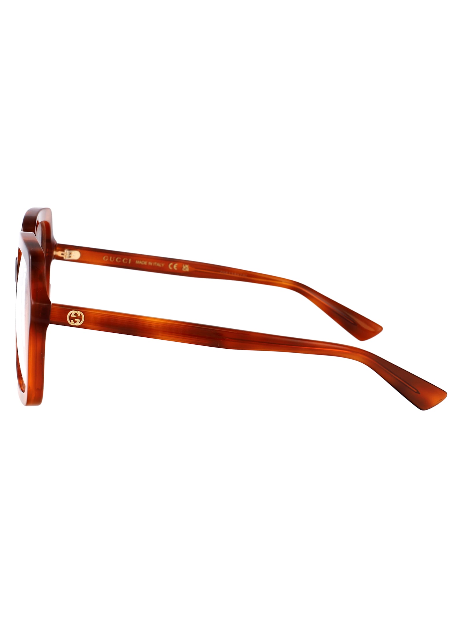 Gucci Havana Havana Transparent Acetate Glasses In Red
