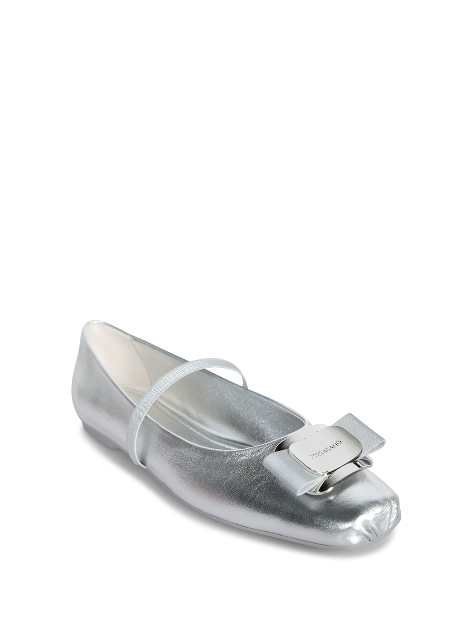 Ferragamo Zina Silver Ballerinas