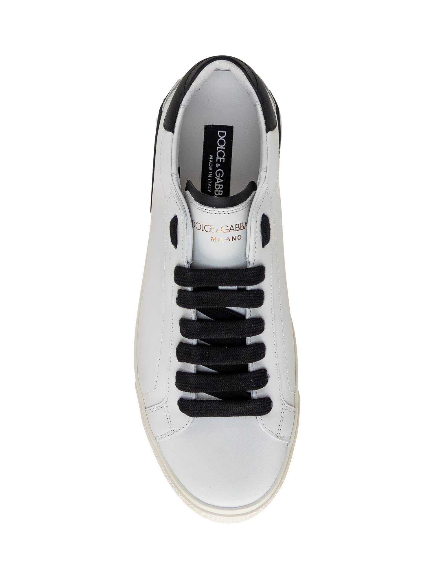 Shop Dolce & Gabbana Portofino Vintage Sneaker In Bianco/nero