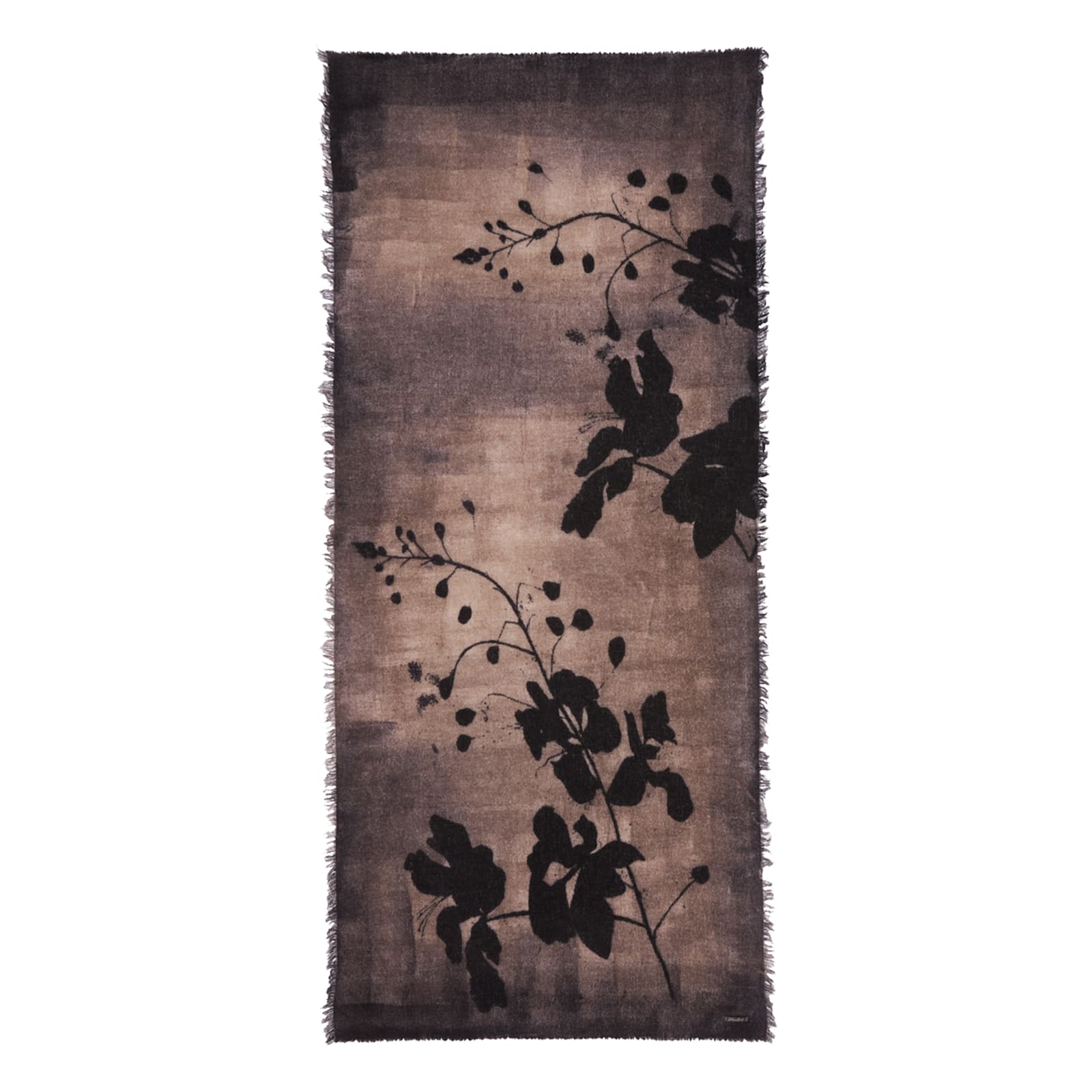 Faliero Sarti Floral Pattern Scarf Fringed Edges In Brown