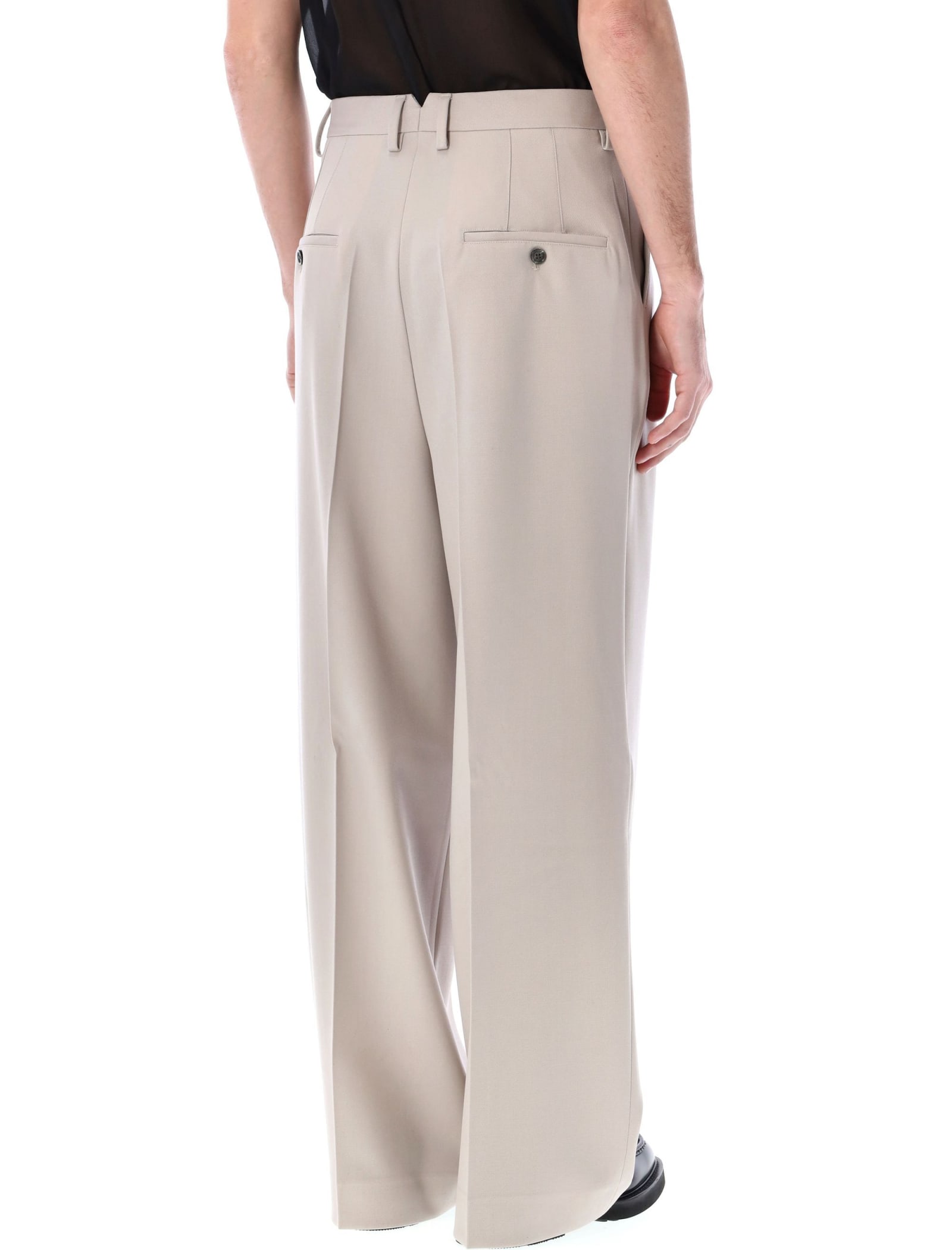 Shop Ami Alexandre Mattiussi High Waist Large Trousers In Light Beige