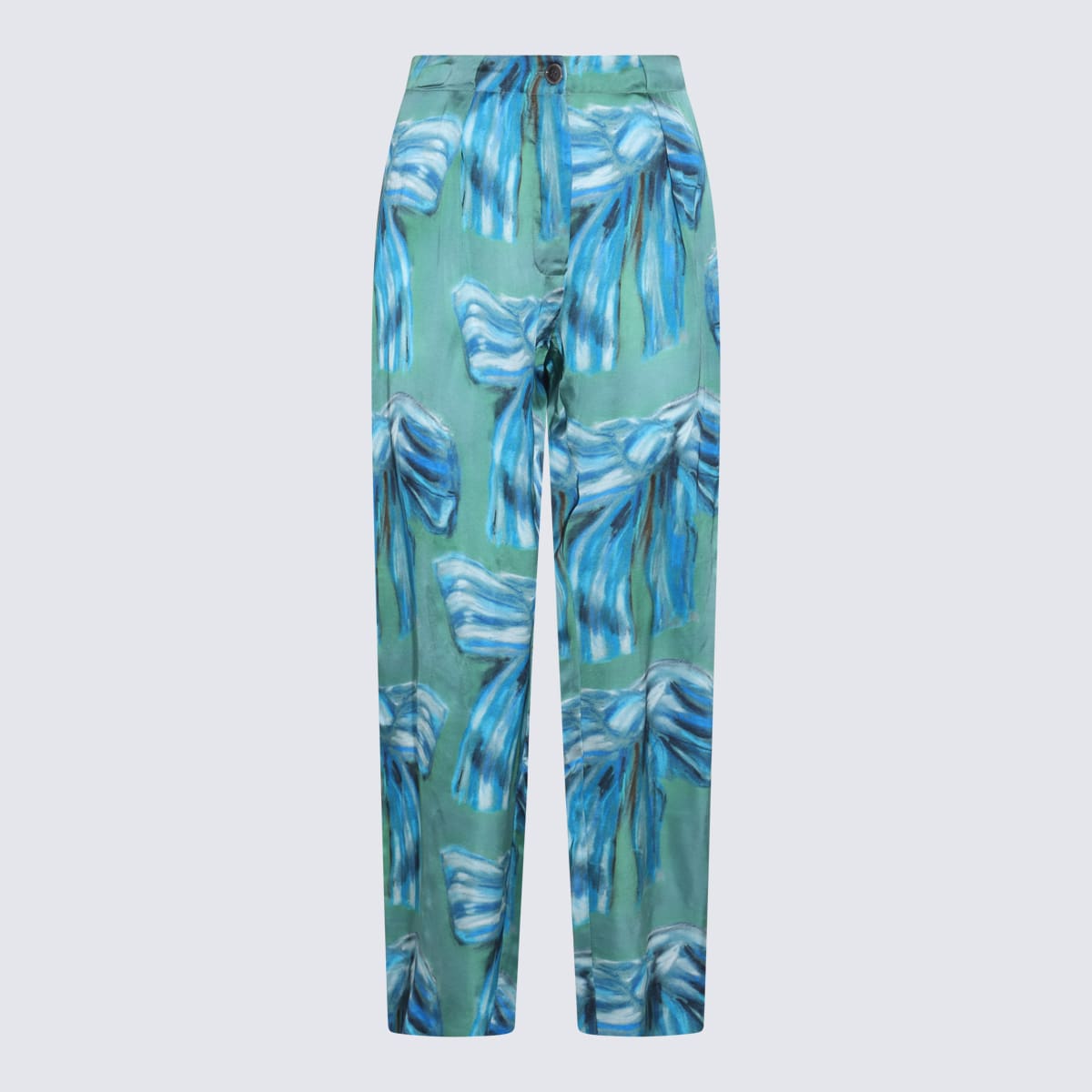 Shop Acne Studios Blue Viscose Trousers In Green