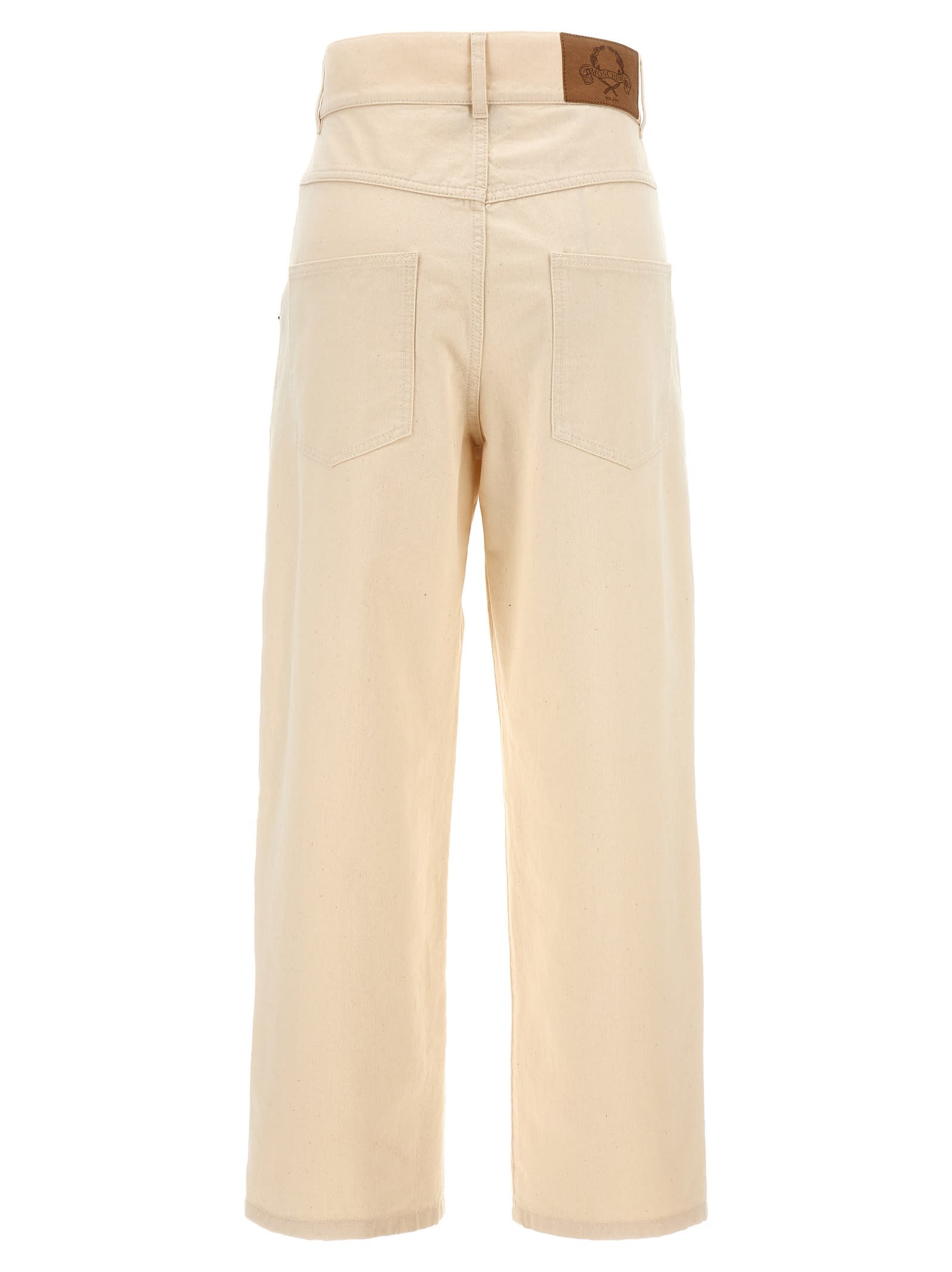 Moschino Trousers With Belt Loops And Pockets In Neutral