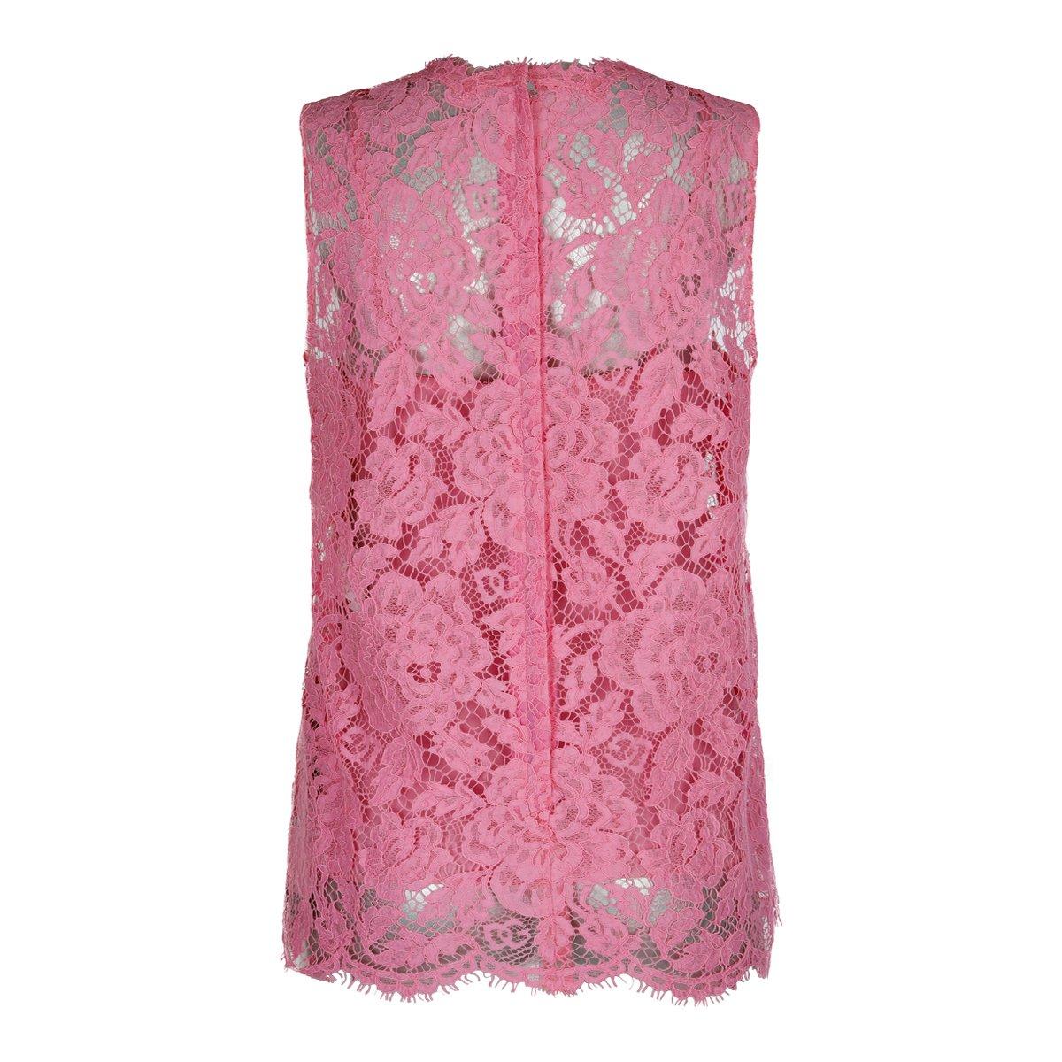 Shop Dolce & Gabbana Branded Floral Cordonetto Lace Top