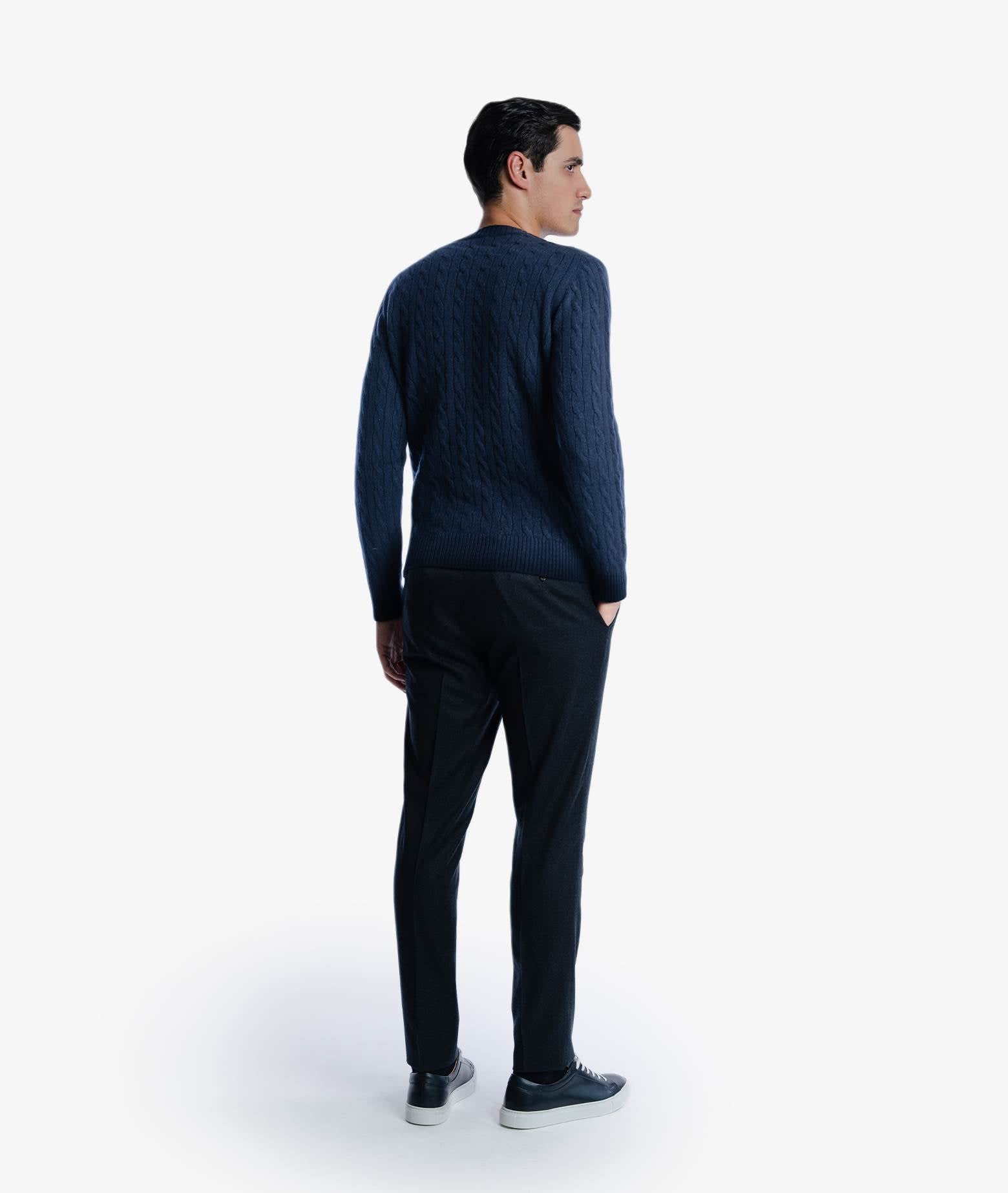 Shop Larusmiani Cable Knit Sweater Col Du Pillon Sweater In Midnightblue