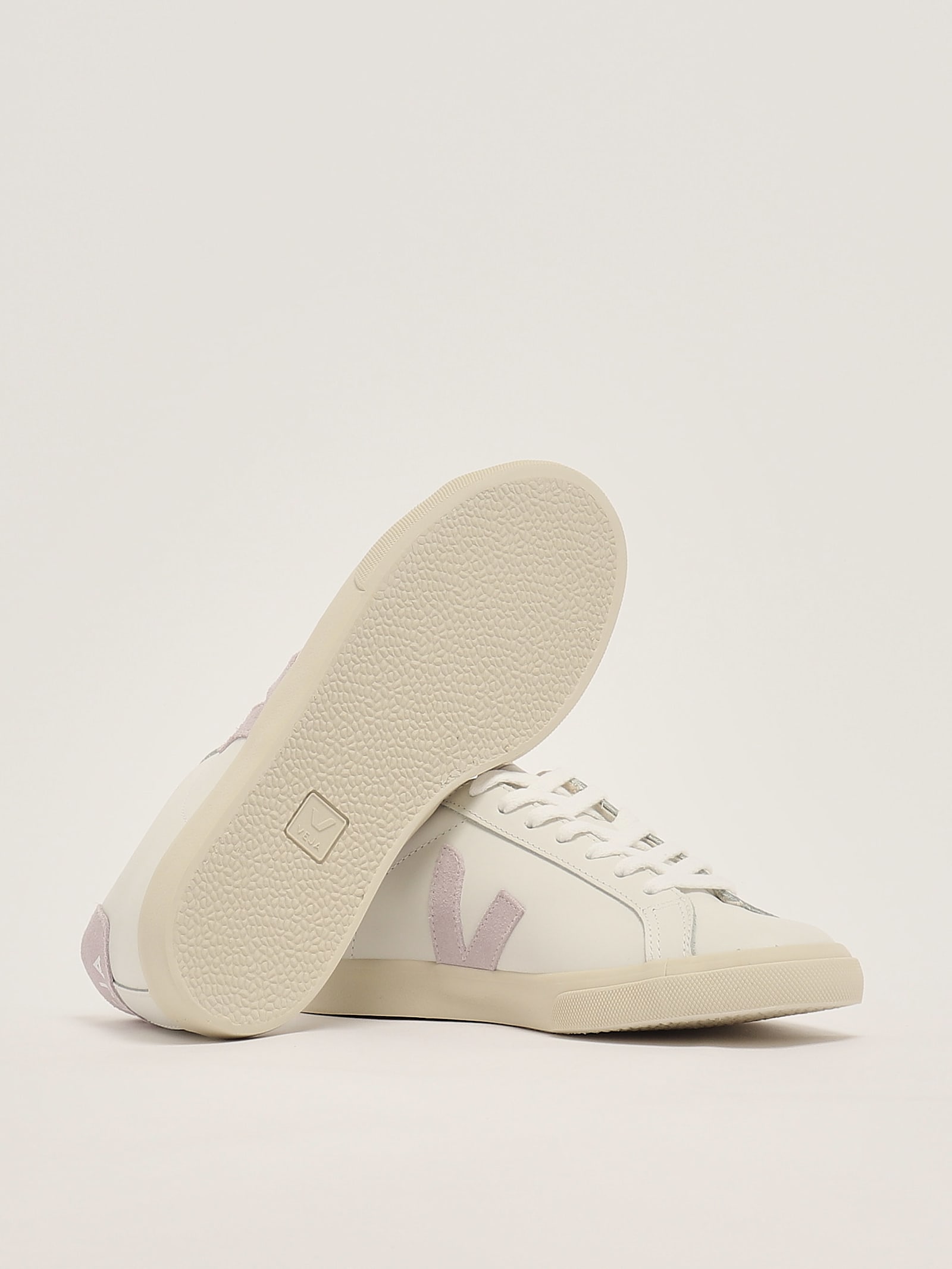 Veja Esplar Leather Sneakers In Bianco-glicine