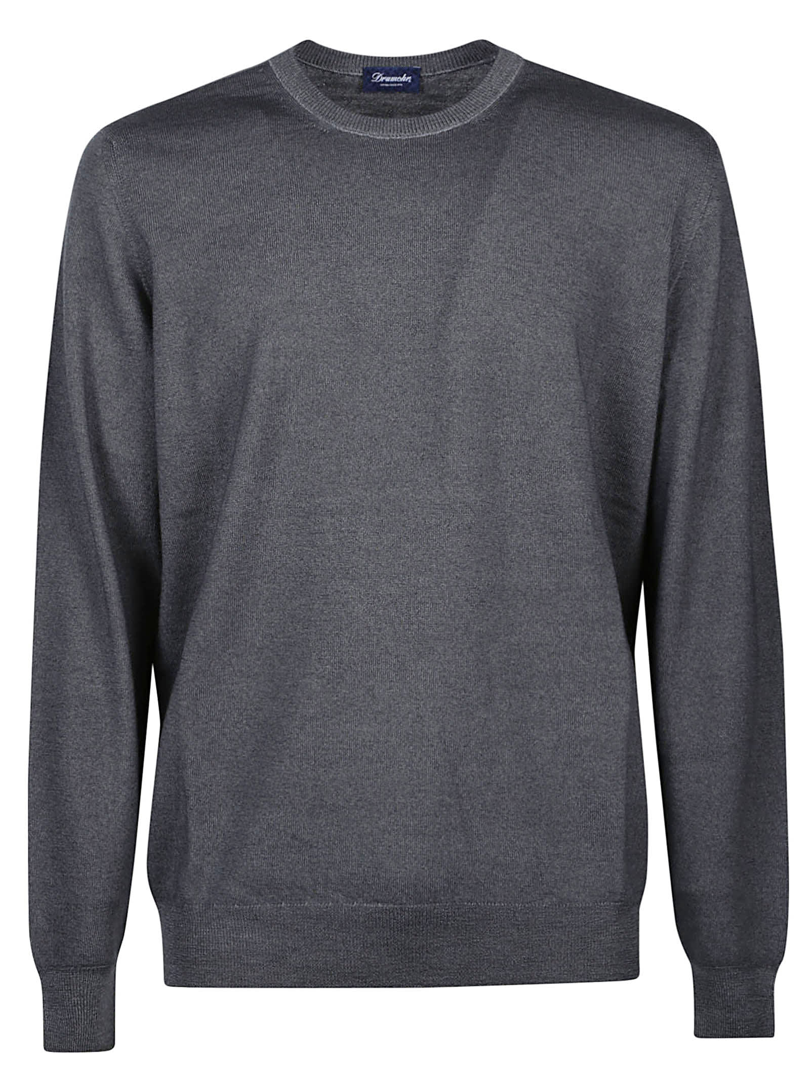 Drumohr Long Sleeve Shaved Sweater In Grigio
