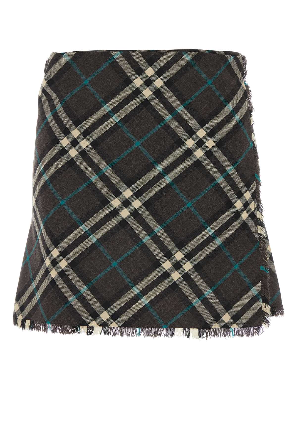 Shop Burberry Embroidered Polyester Blend Mini Skirt