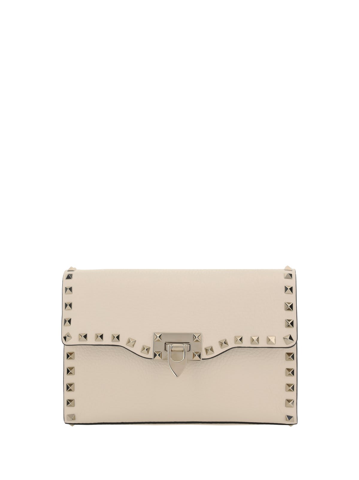 Shop Valentino Ivory Leather Small Rockstud Crossbody Bag In White