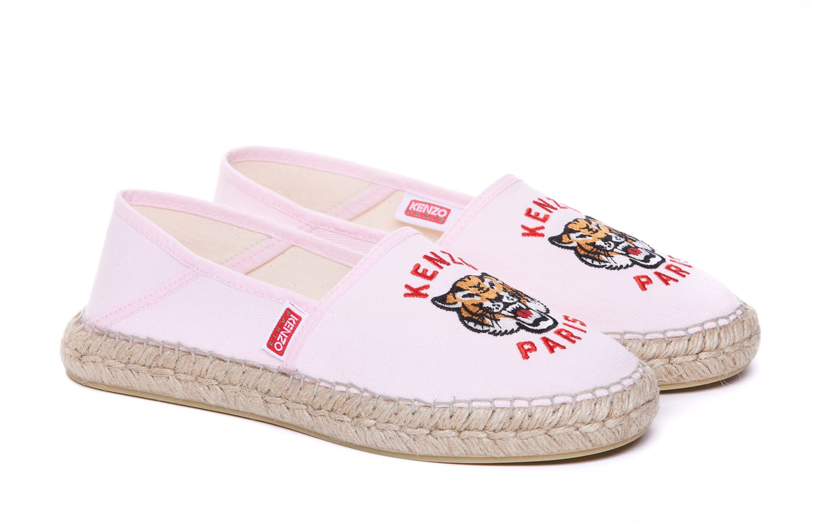 Shop Kenzo Lucky Tiger Logo Espadrilles In Pink