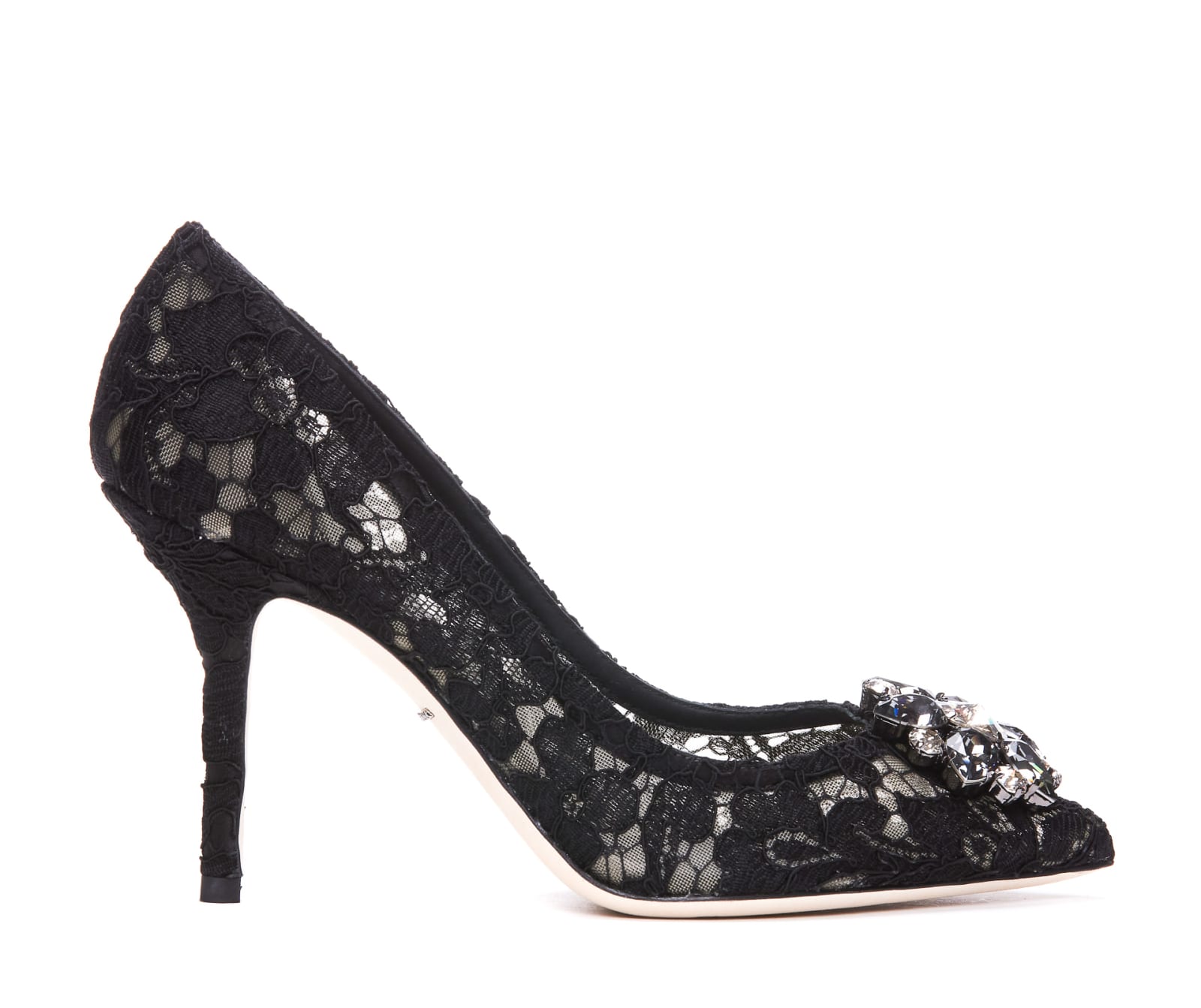 DOLCE & GABBANA TAORMINA LACE DECOLLETE WITH CRYSTALS