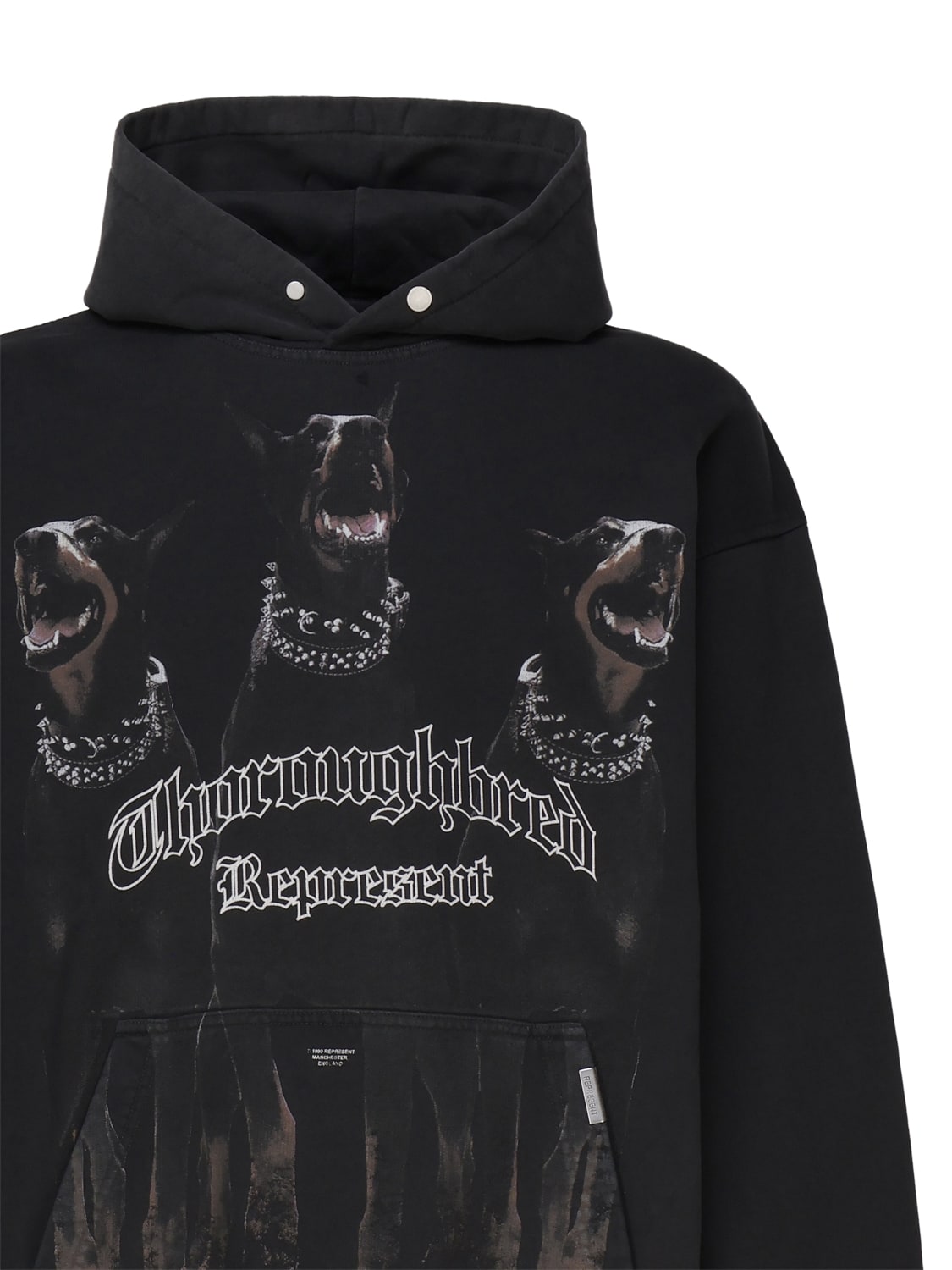 Shop Represent Vintage Hooded Sweatshirt In Cotton In Vintage Black