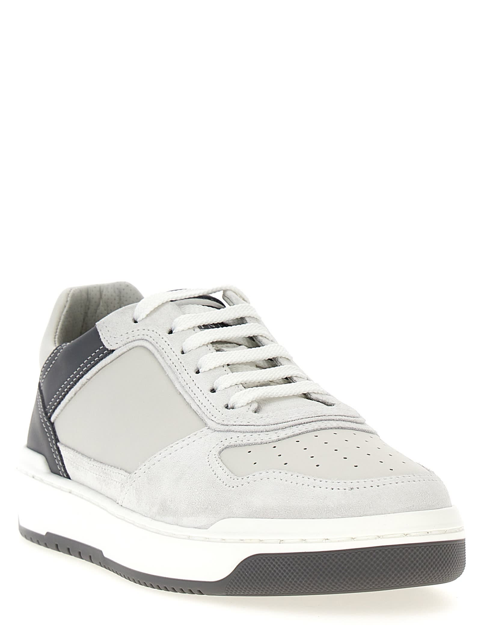 Shop Brunello Cucinelli Suede Leather Sneakers In Gray