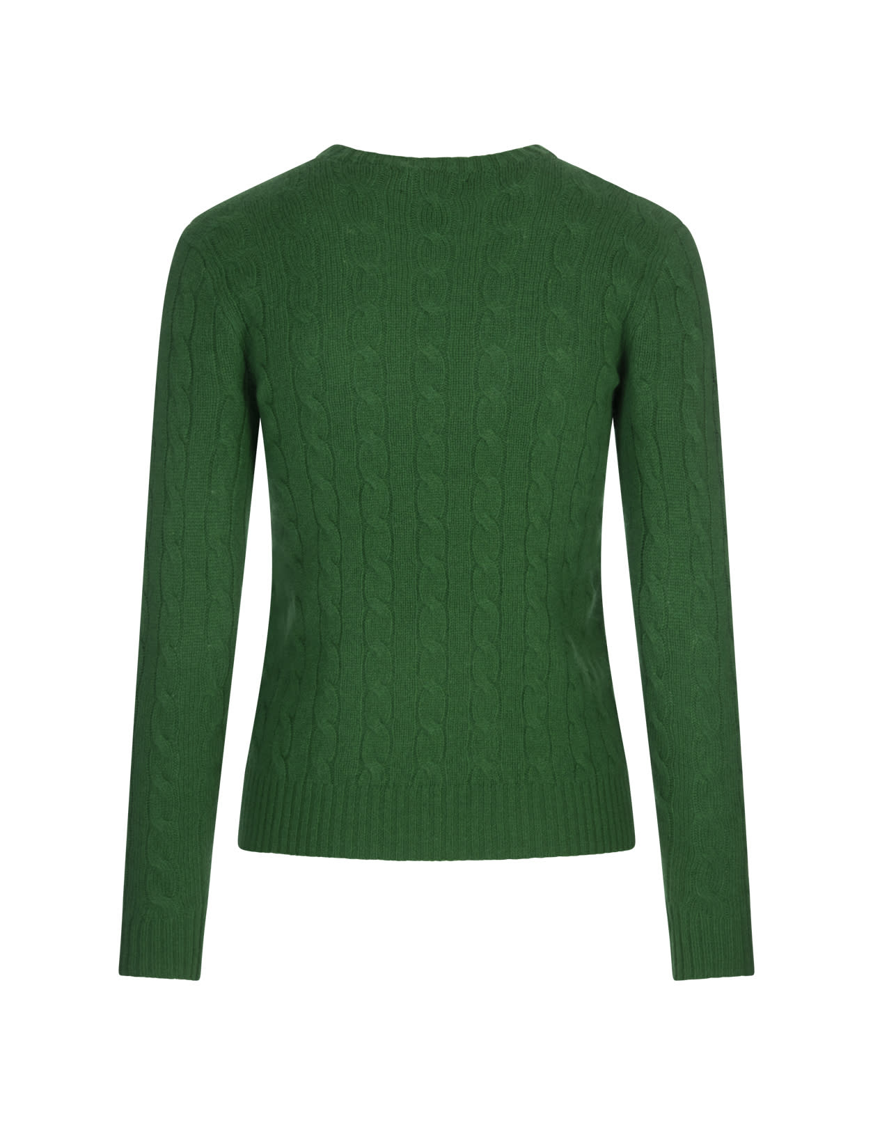 Shop Ralph Lauren Green Wool And Cashmere Braided Sweater