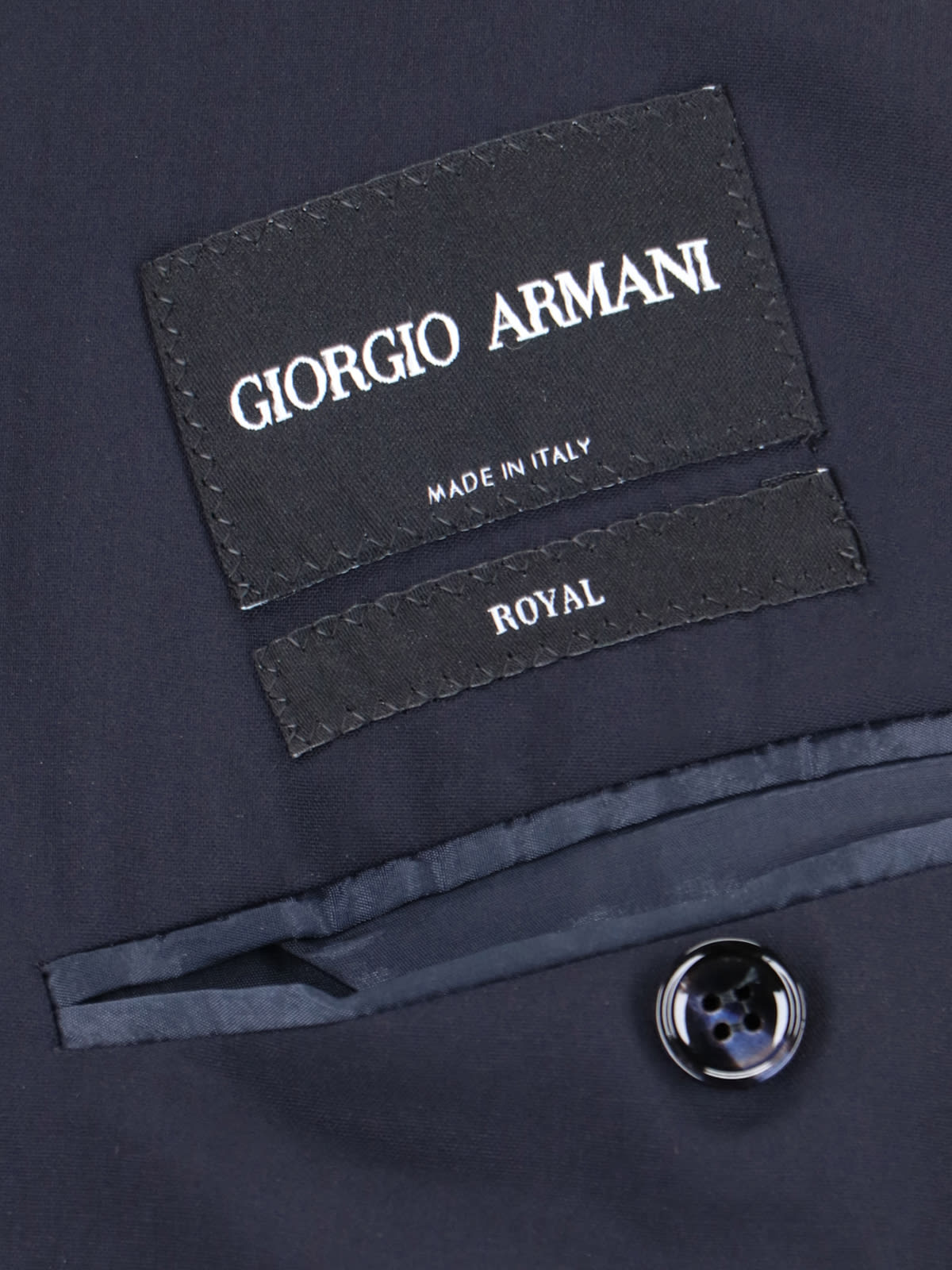 Shop Giorgio Armani Double-breasted Virgin Wool Blazer In Blue