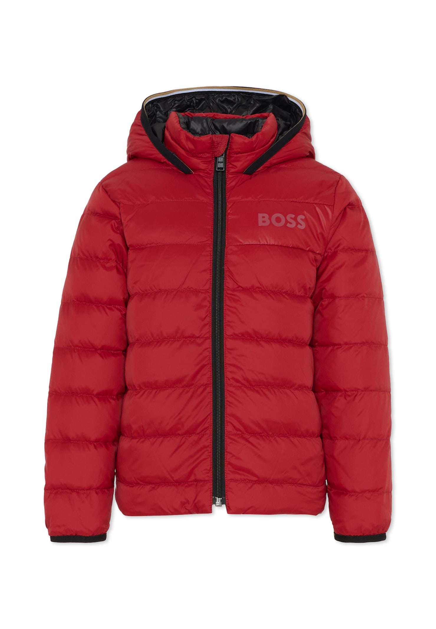 Hugo Boss Reversible Red Down Jacket For Boy With Logo In Red