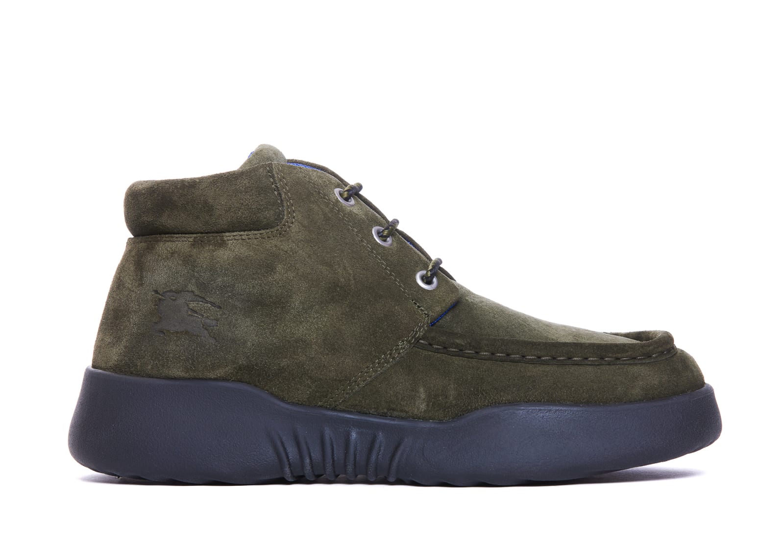 Shop Burberry Suede Log Lace Up Shoes In Green