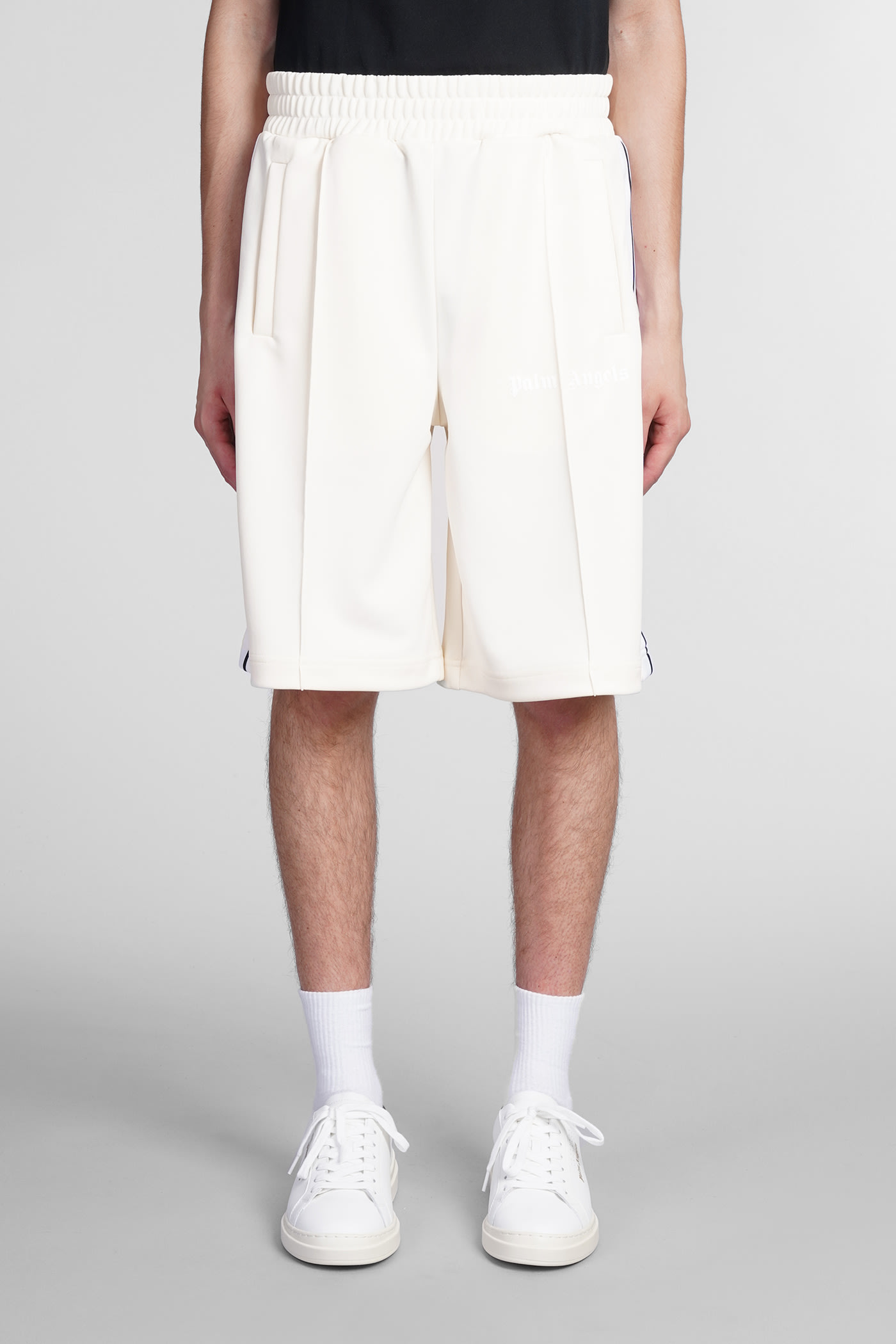 Palm Angels Shorts In White Polyester