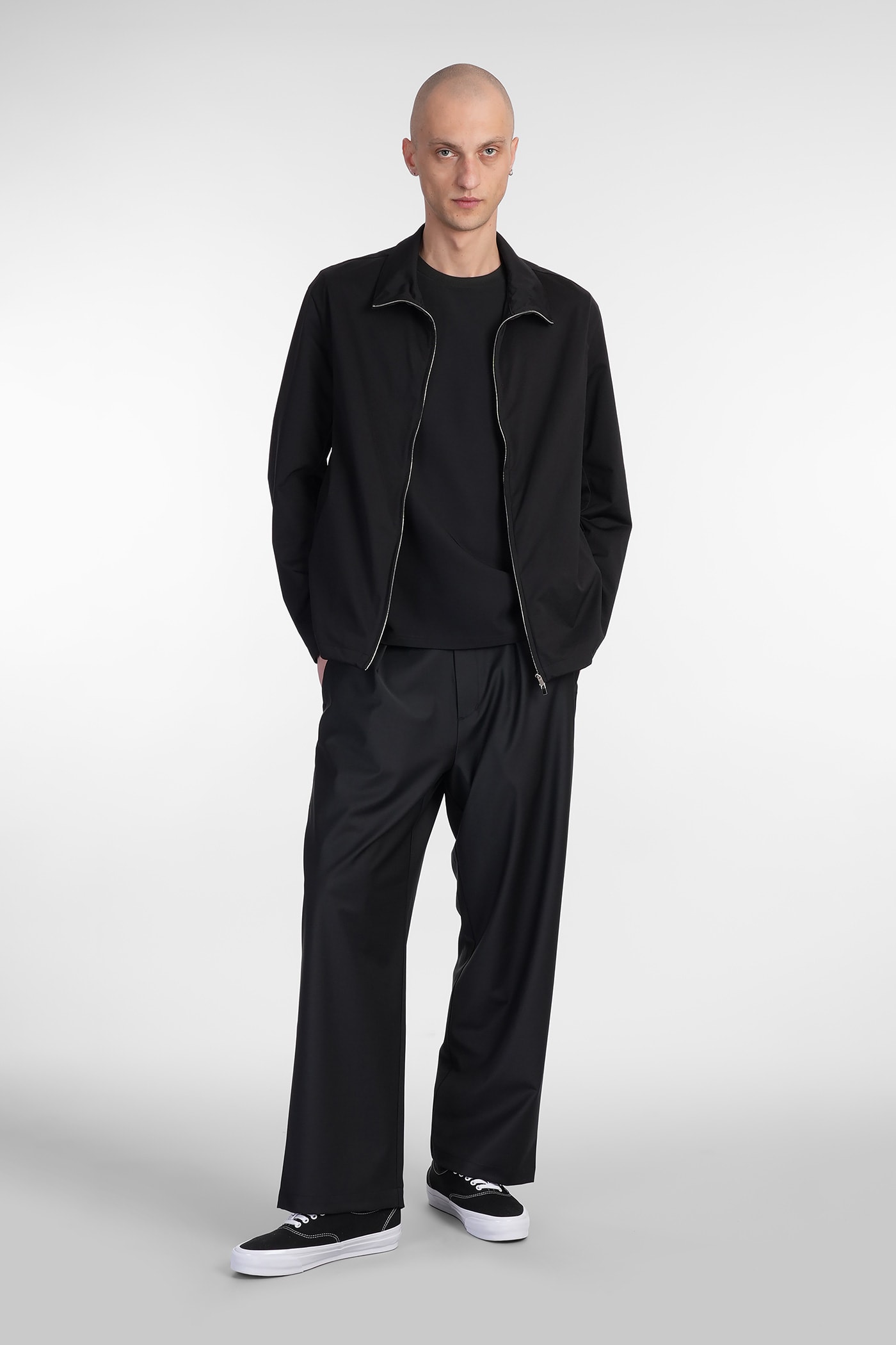 Attachment Cotton-blend Bomber Jacket In Black