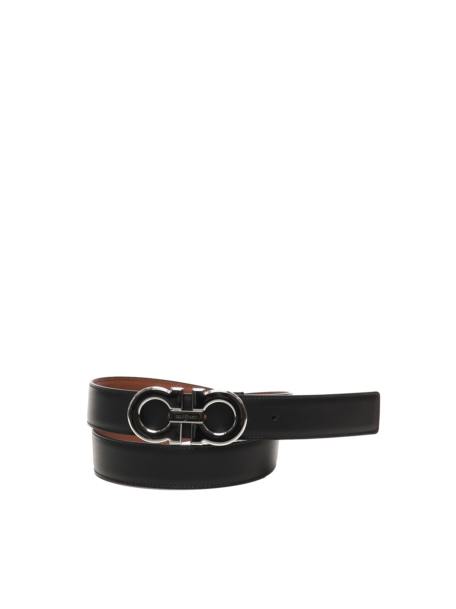 Ferragamo Reversible Gancini Belt In Black