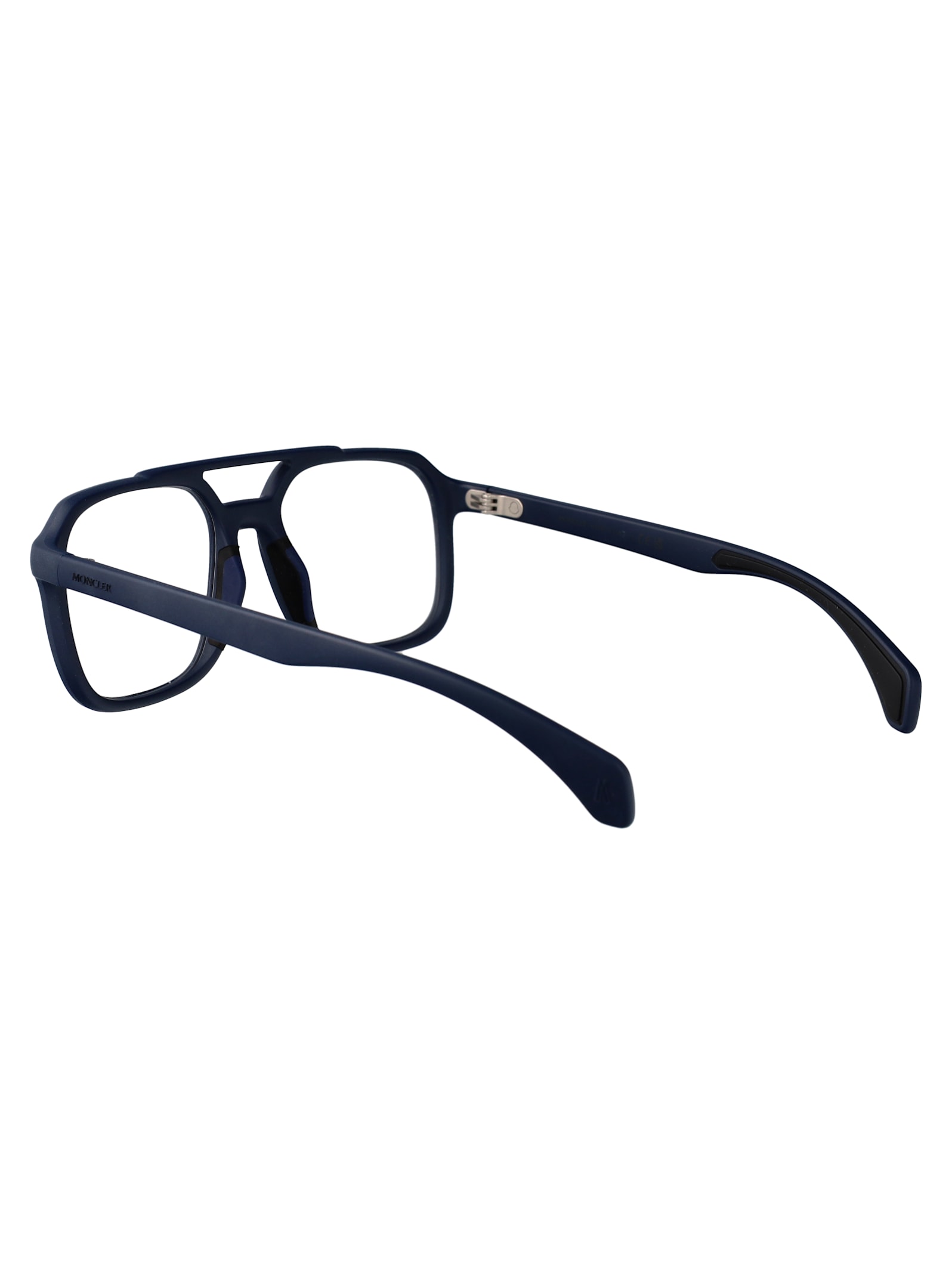 Moncler Matte Blue Injectate Glasses In Black