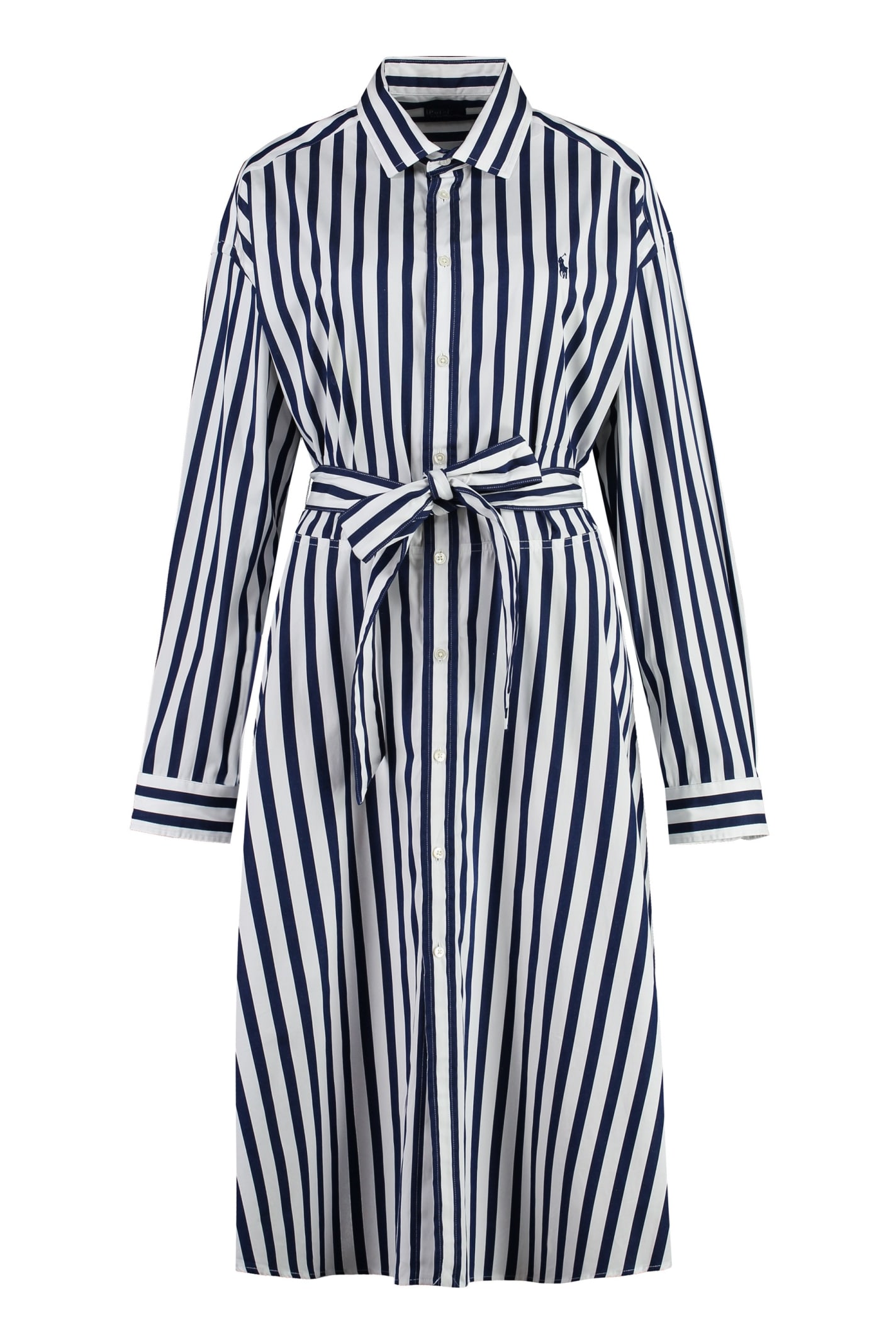 Polo Ralph Lauren Belted Cotton Shirtdress In White