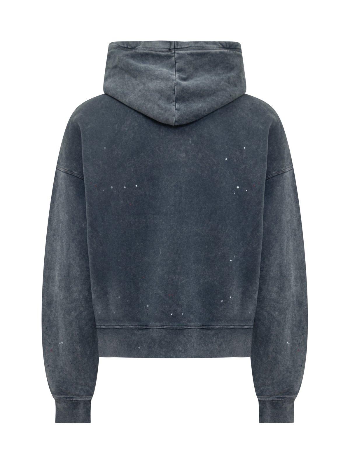 Dsquared2 Distressed Drawstring Hoodie In Blue