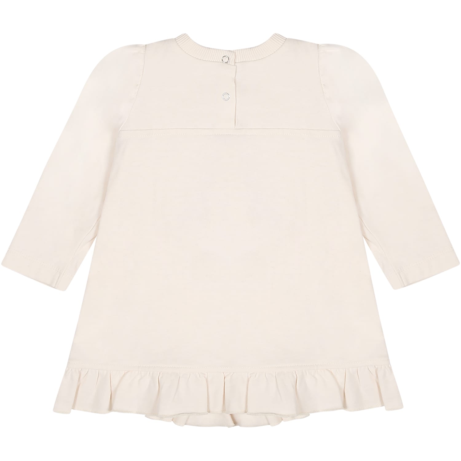 Shop Monnalisa Beige Dress For Baby Girl With Bear
