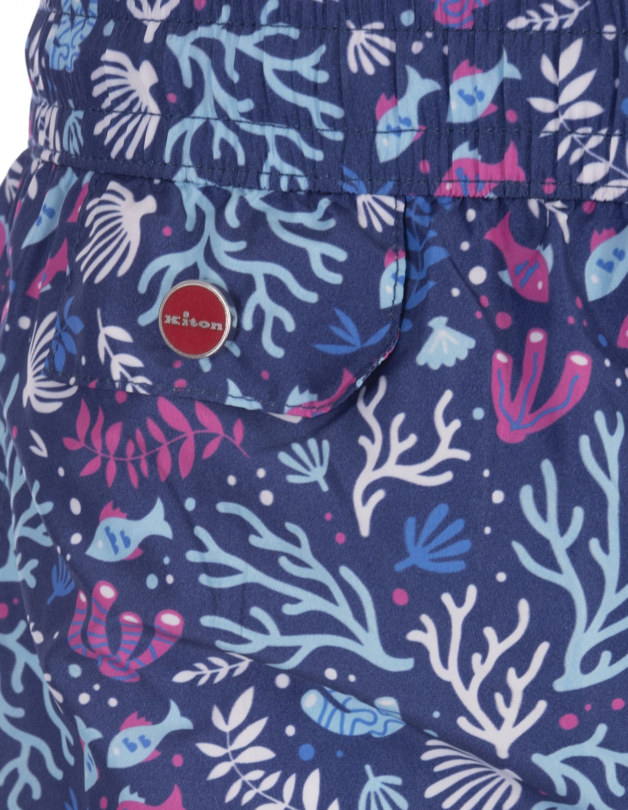 Shop Kiton Blue Swim Shorts With Fish And Coral Pattern