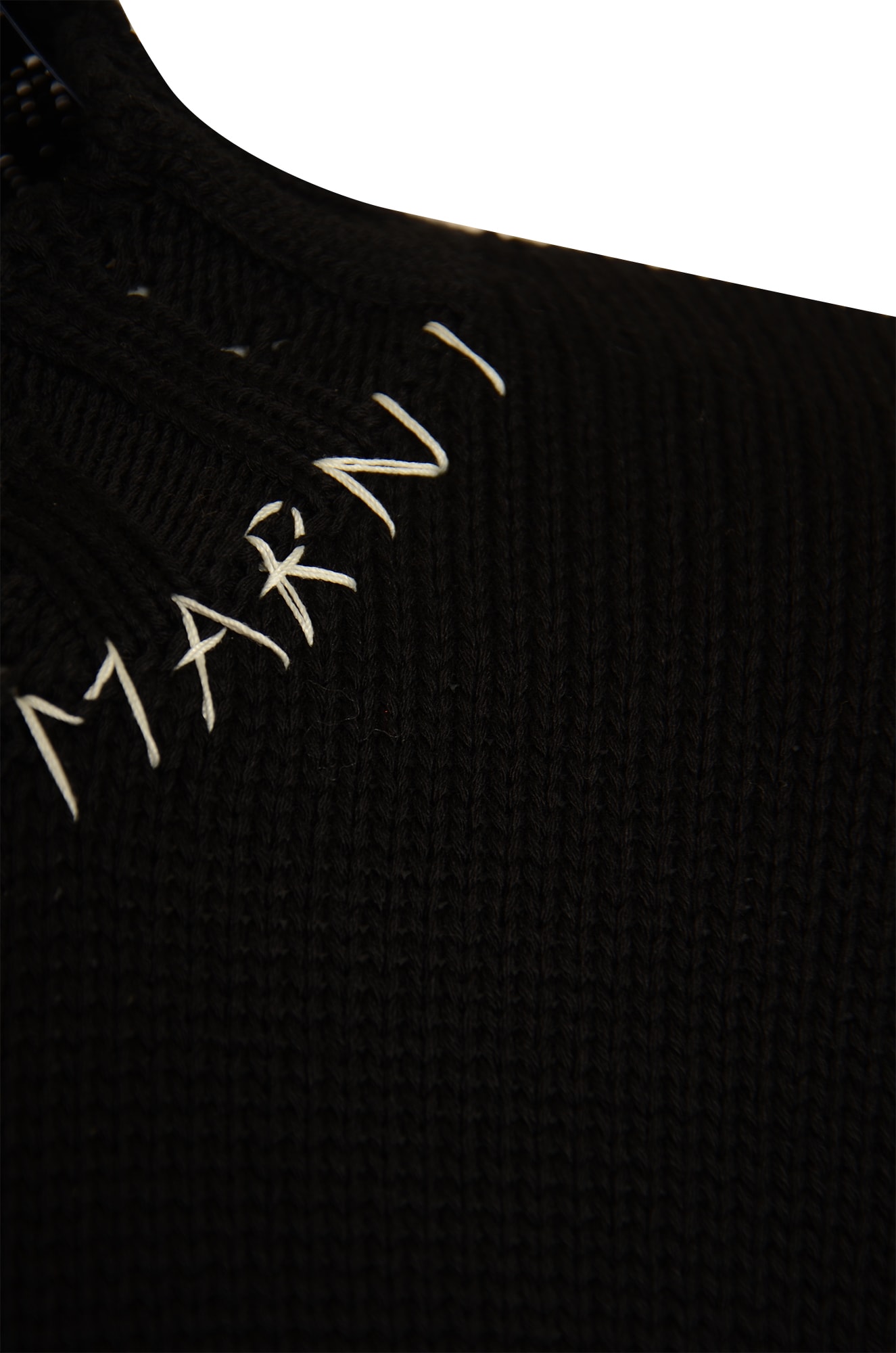 Shop Marni Distressed Cropped Knit Jumper In Black